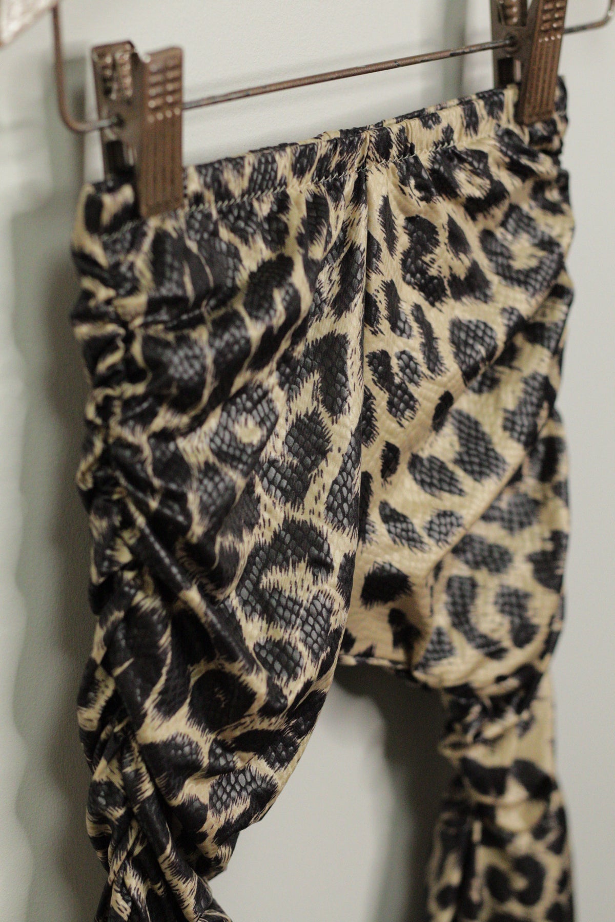 Cheetah Faux Leather Ruche Bell Bottoms | 3T