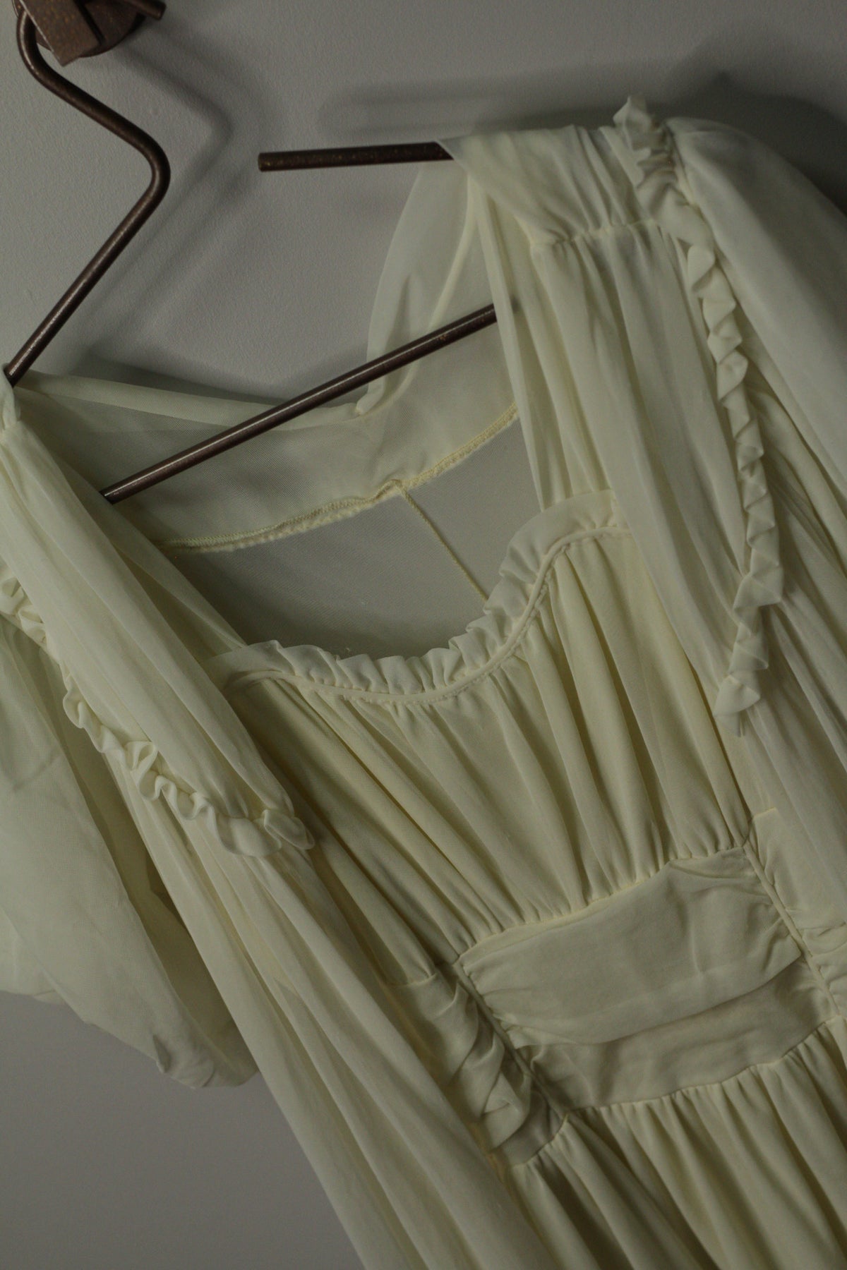 Vintage Ivory Chiffon Nightgown & Peignoir Robe Set