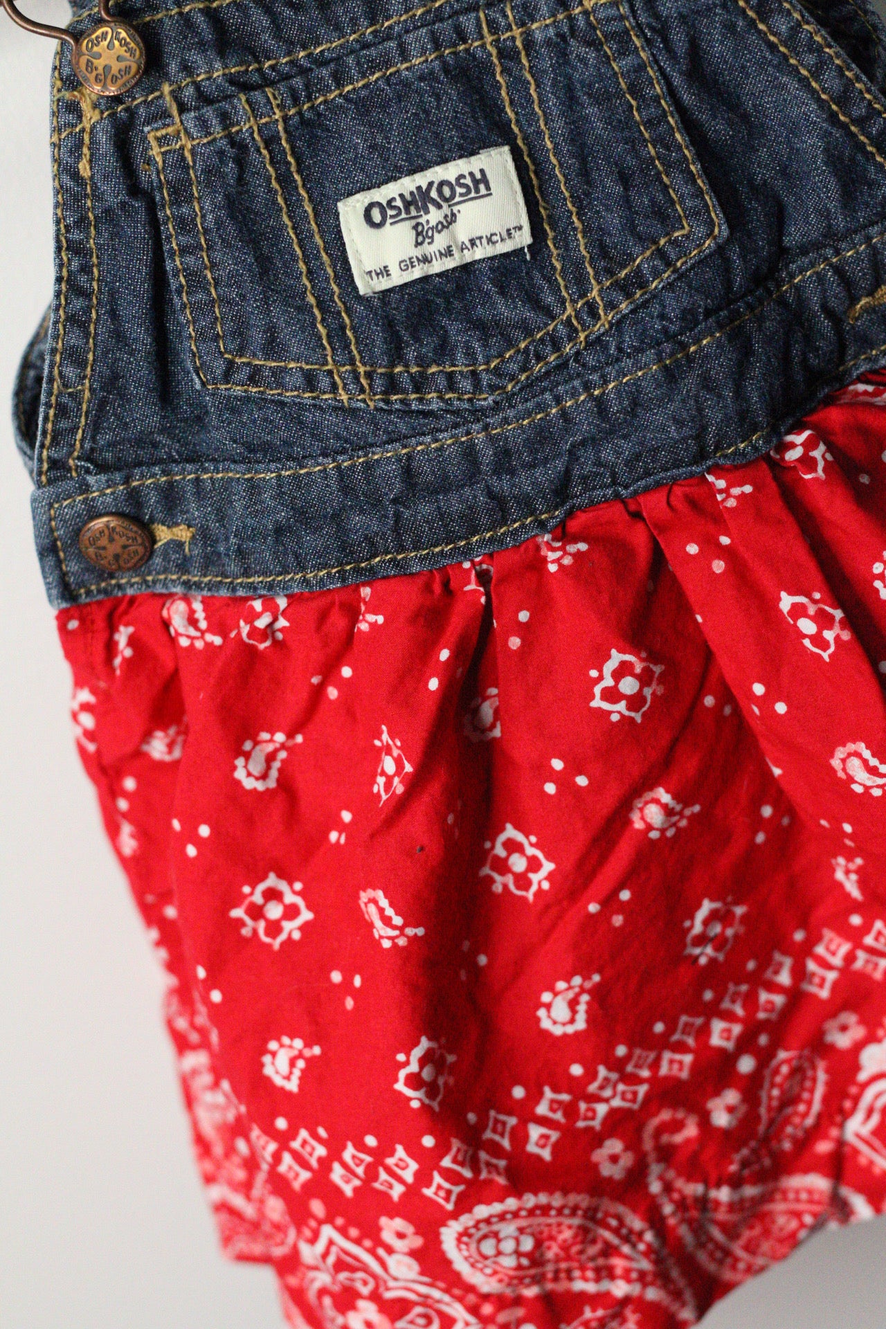 OshKosh B’gosh Bandana Denim Overall Dress | 9m