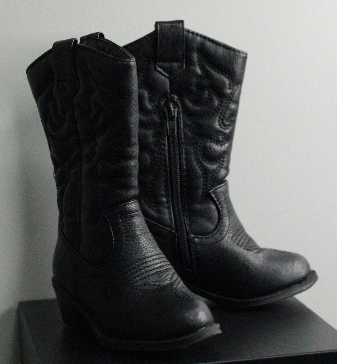 Tonal Stitched Black Cowgirl Boots | 4