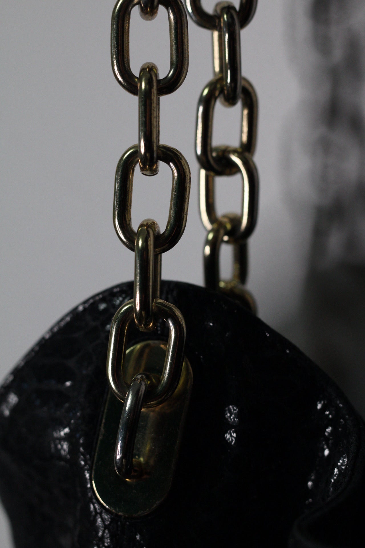 Michael Kors Black Python Embossed Chain Hobo Bag