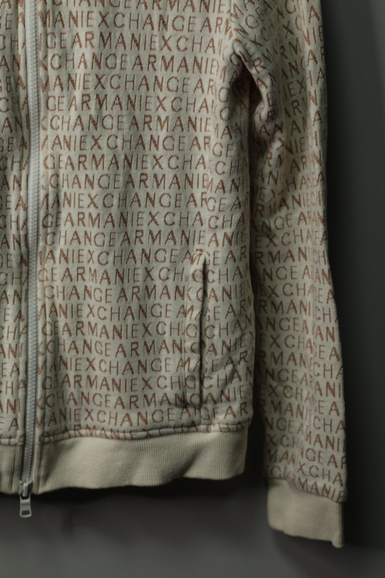 Armani Exchange Metallic Logo Zip-Up Sweater | M