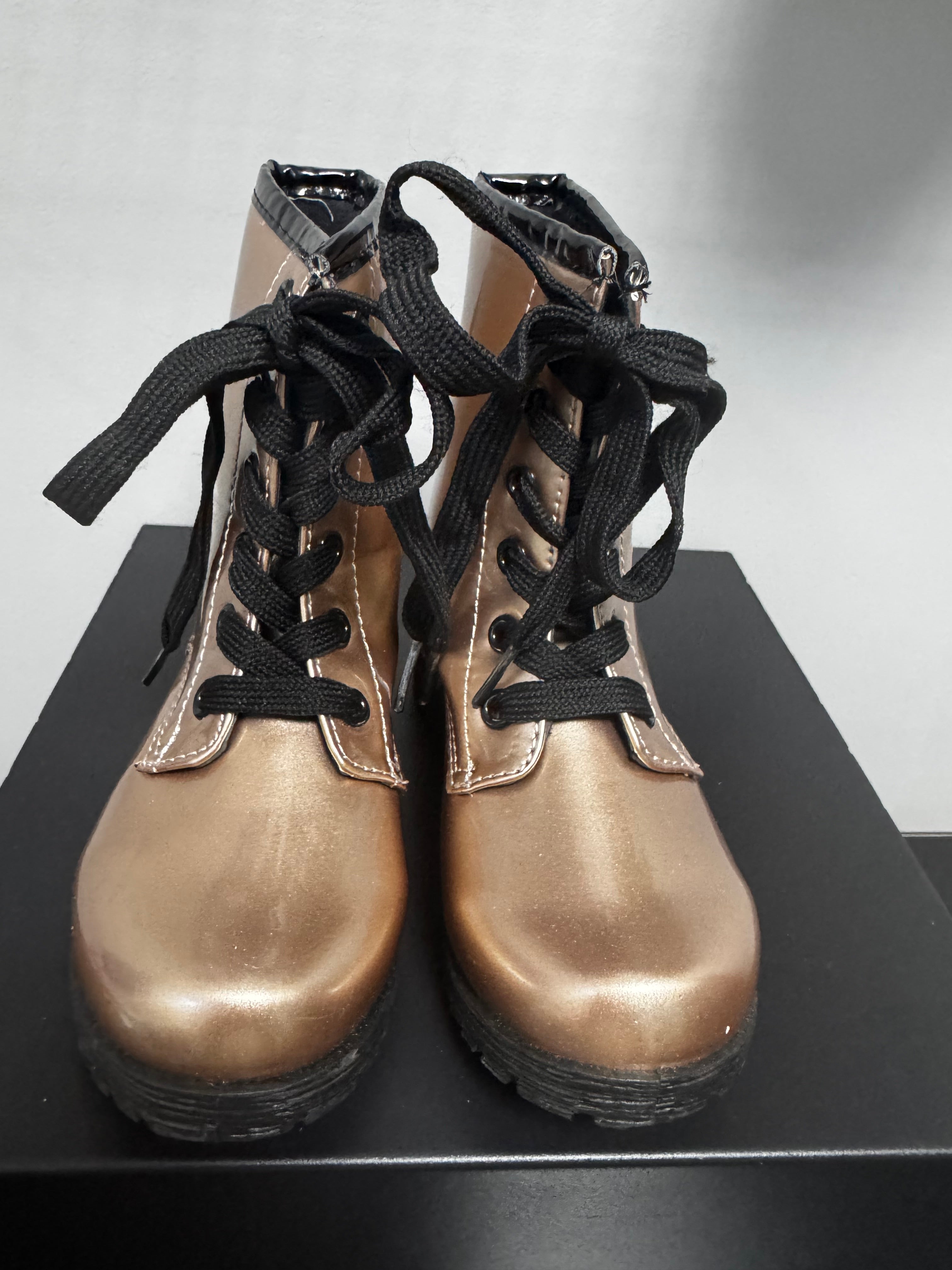 Metallic Bronze Combat Boots | 10