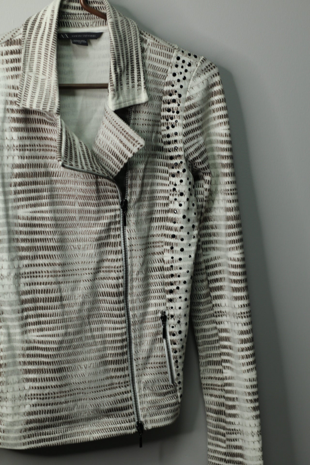 Armani Exchange Studded Moto Knit Jacket | S