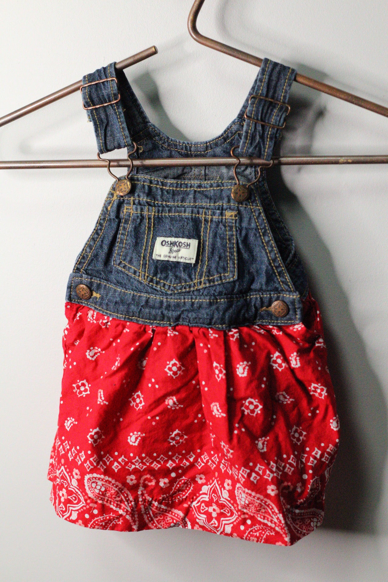OshKosh B’gosh Bandana Denim Overall Dress | 9m