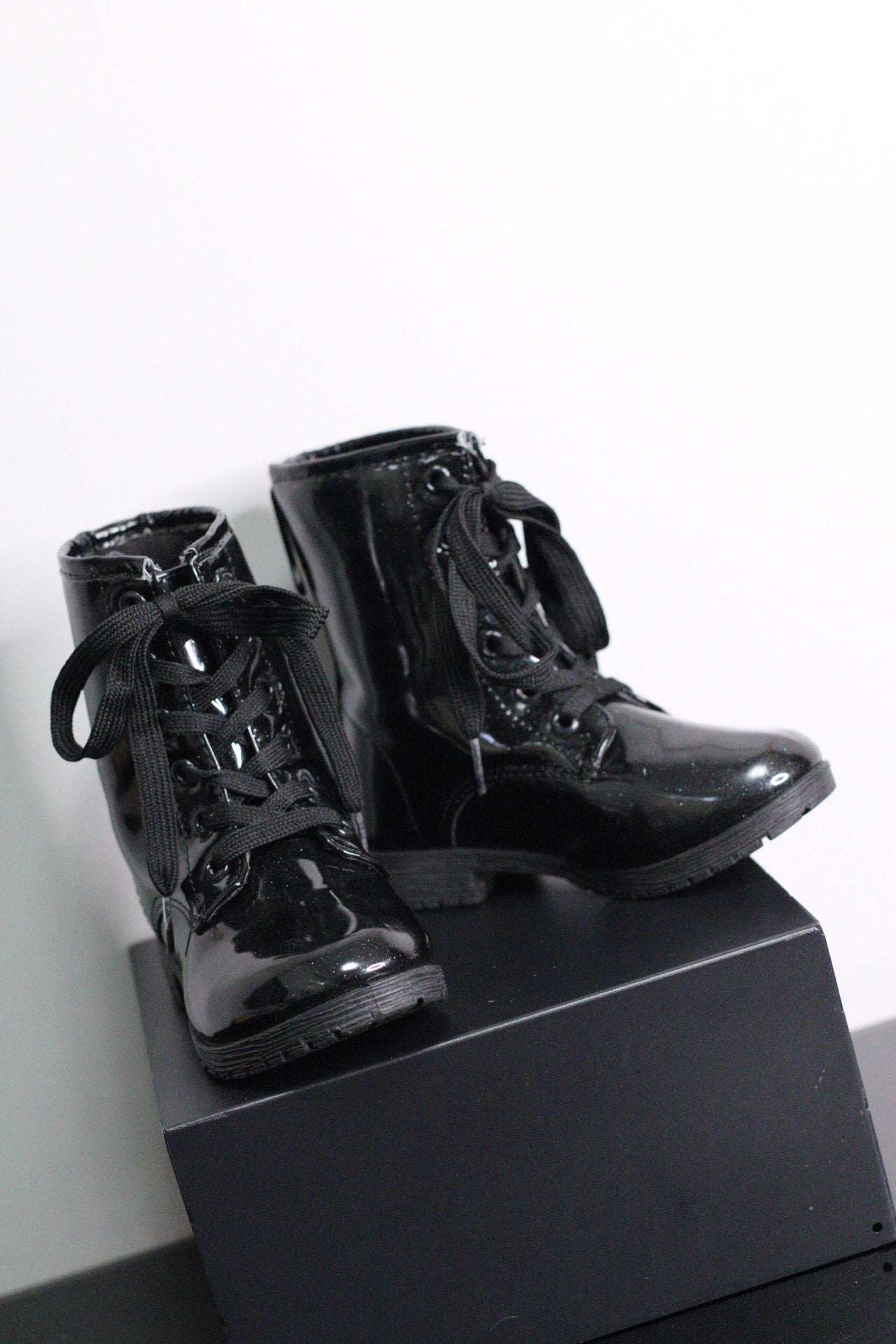 Black Sparkle Combat Boots | 10