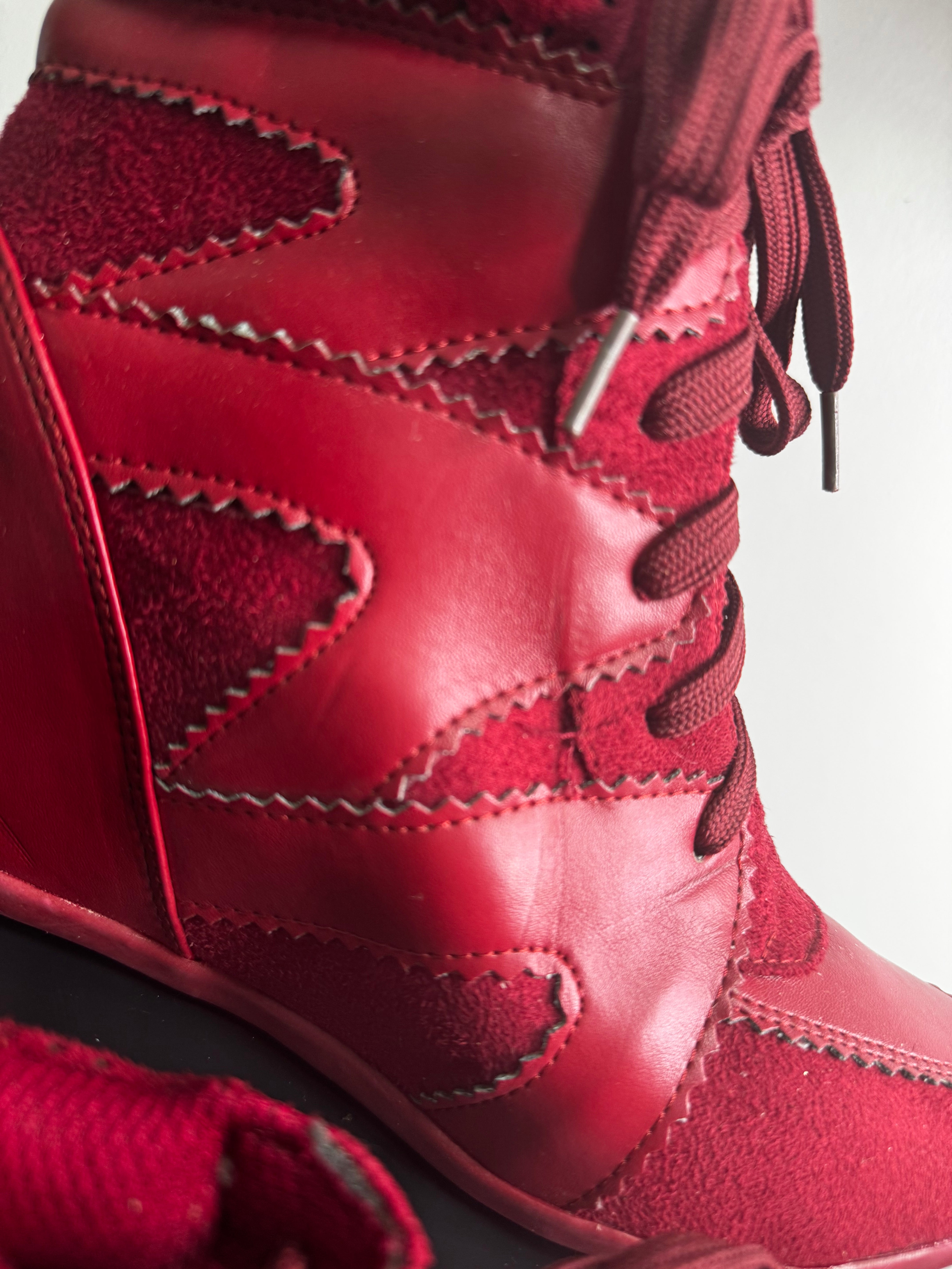 Y2K Red Leather Wedge |8