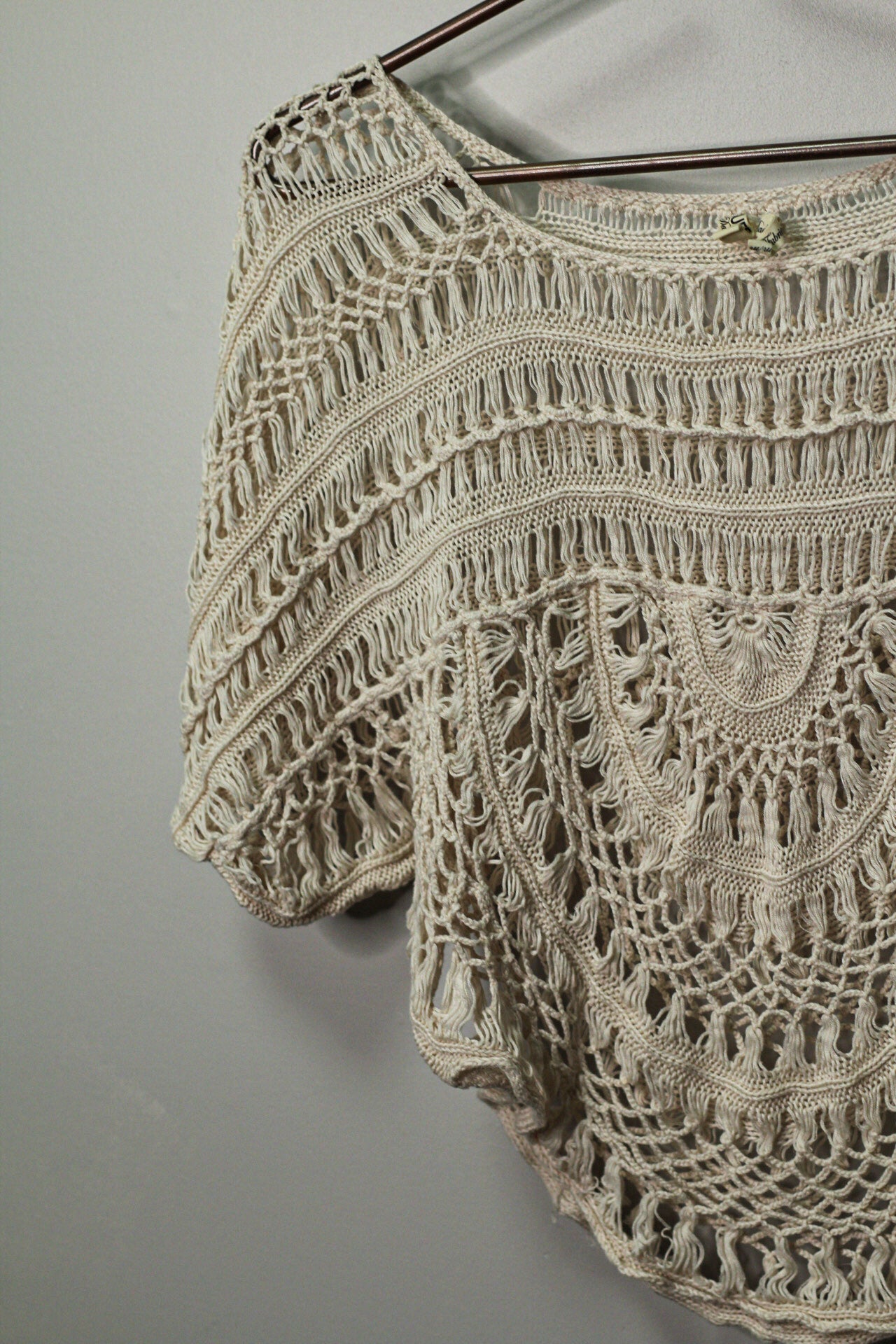 Crochet Knit Boho Top | M