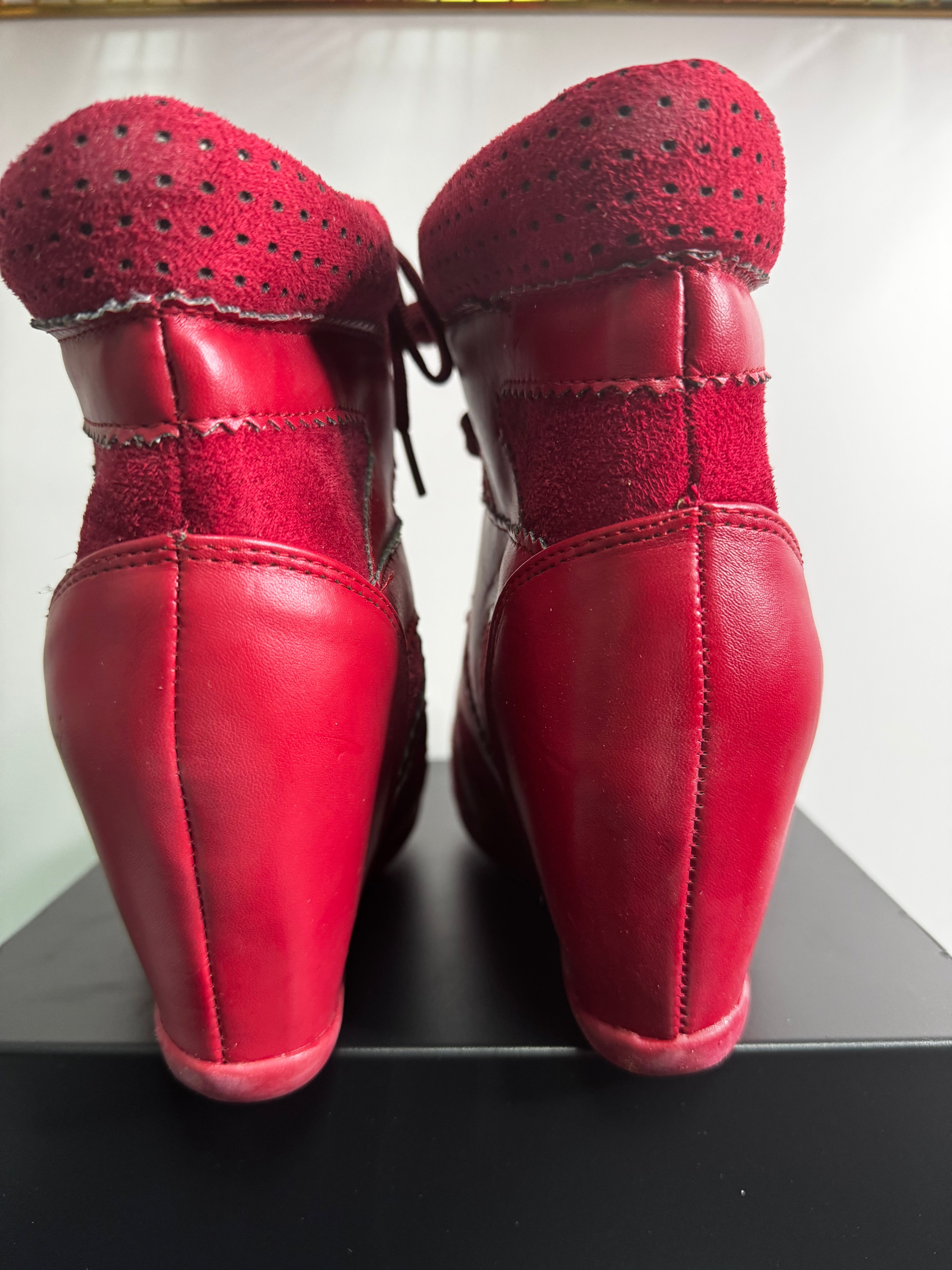 Y2K Red Leather Wedge |8