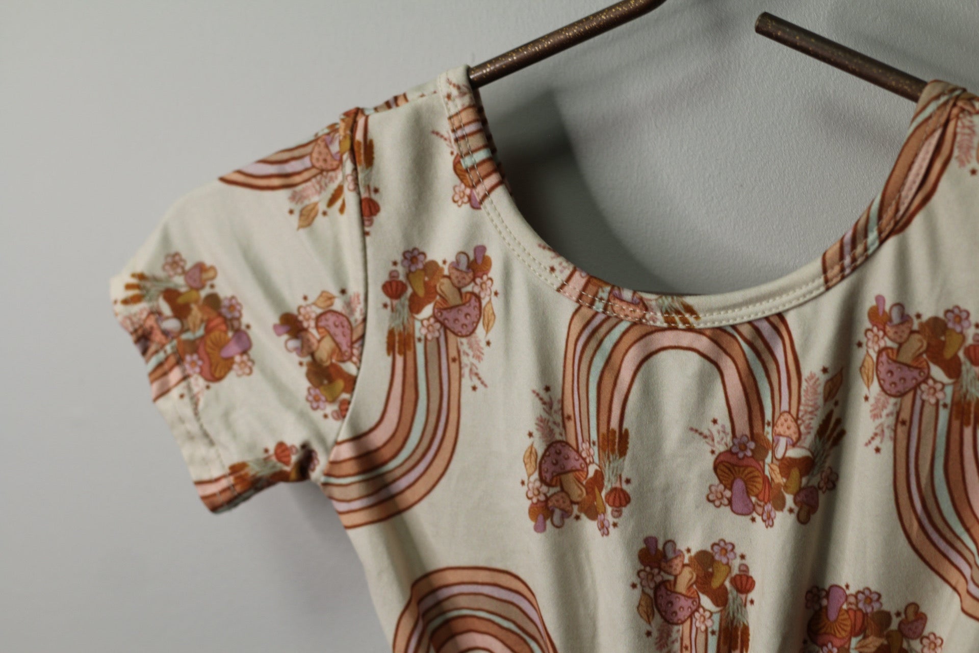 Rainbow Mushroom Cottage Core Romper | 4t