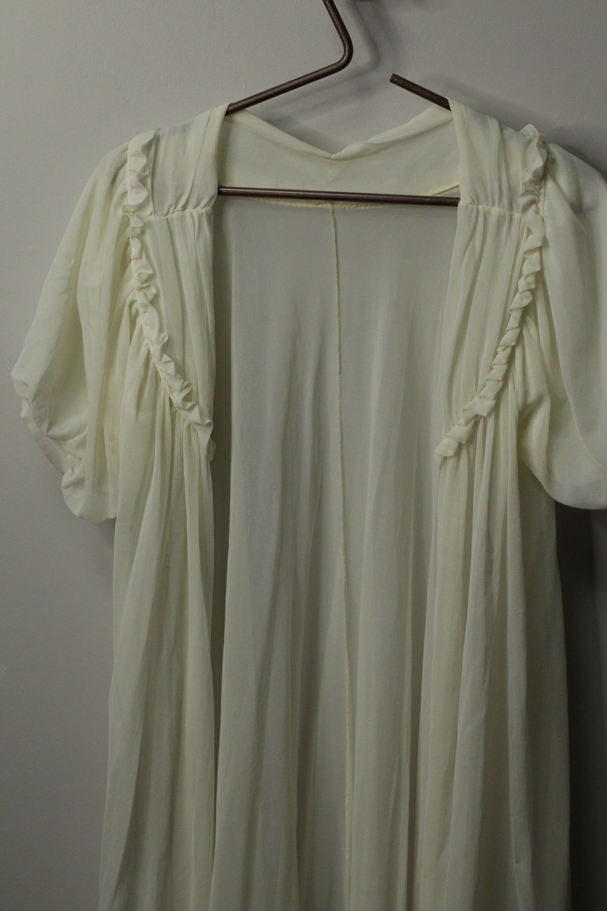 Vintage Ivory Chiffon Nightgown & Peignoir Robe Set