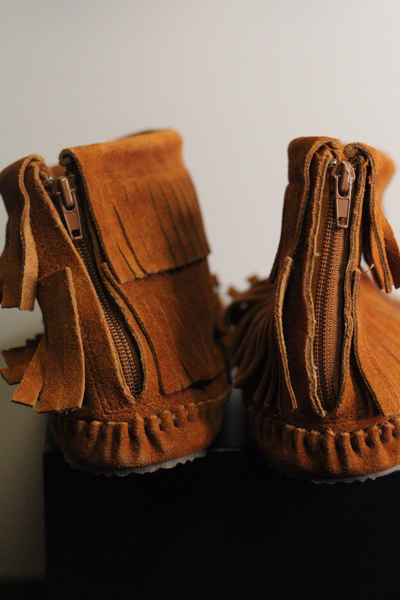 Suede Leather Fringe Moccasin Boots |9