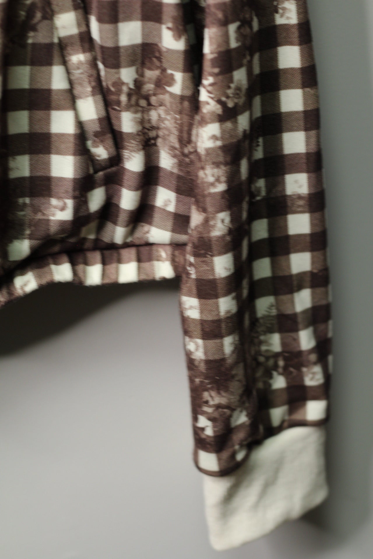 Brown Gingham Floral Zip Hoodie| XL
