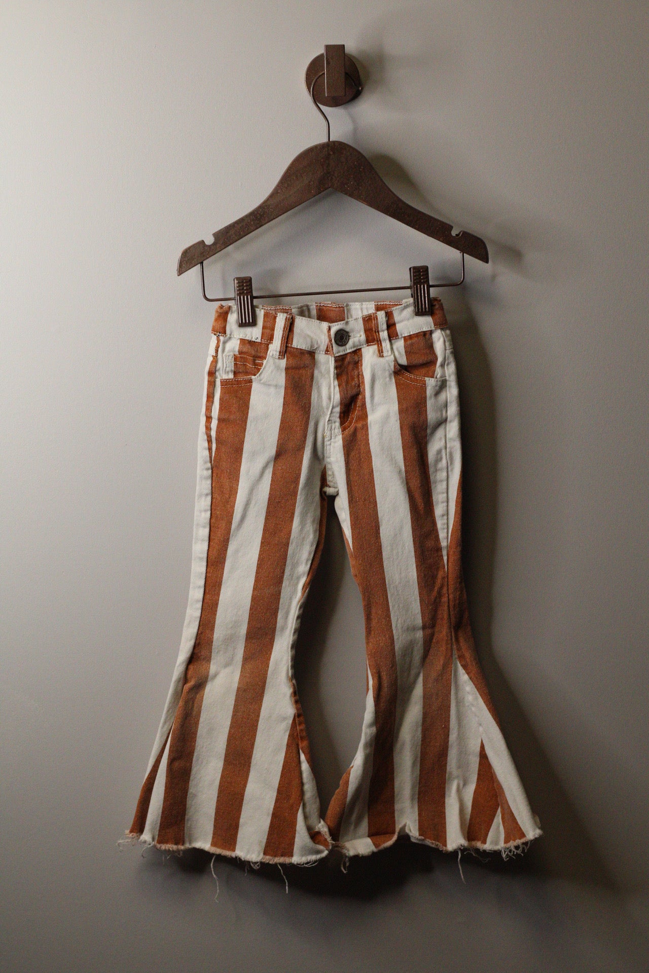 Rust & Cream Stripe Flare Jeans | 4t