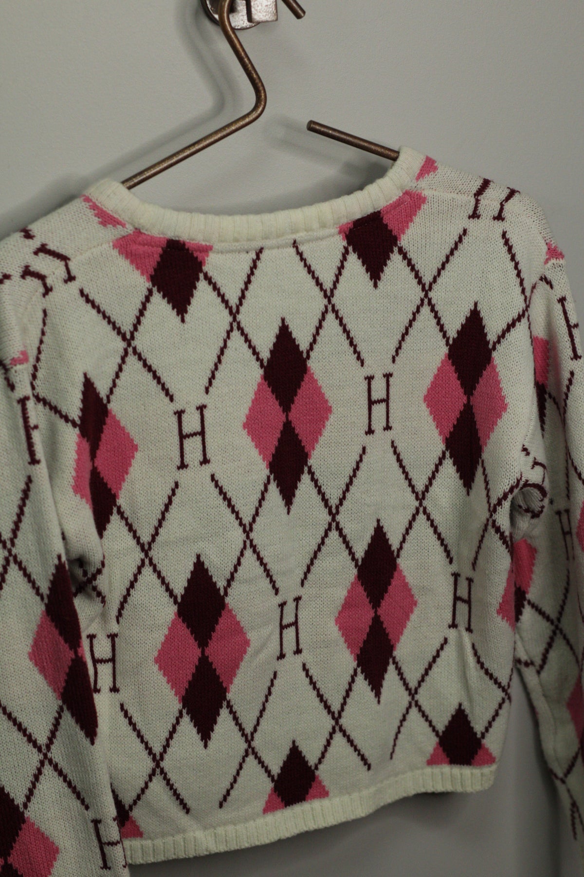 Harry Potter Hogwarts Pink Argyle Cropped Sweater