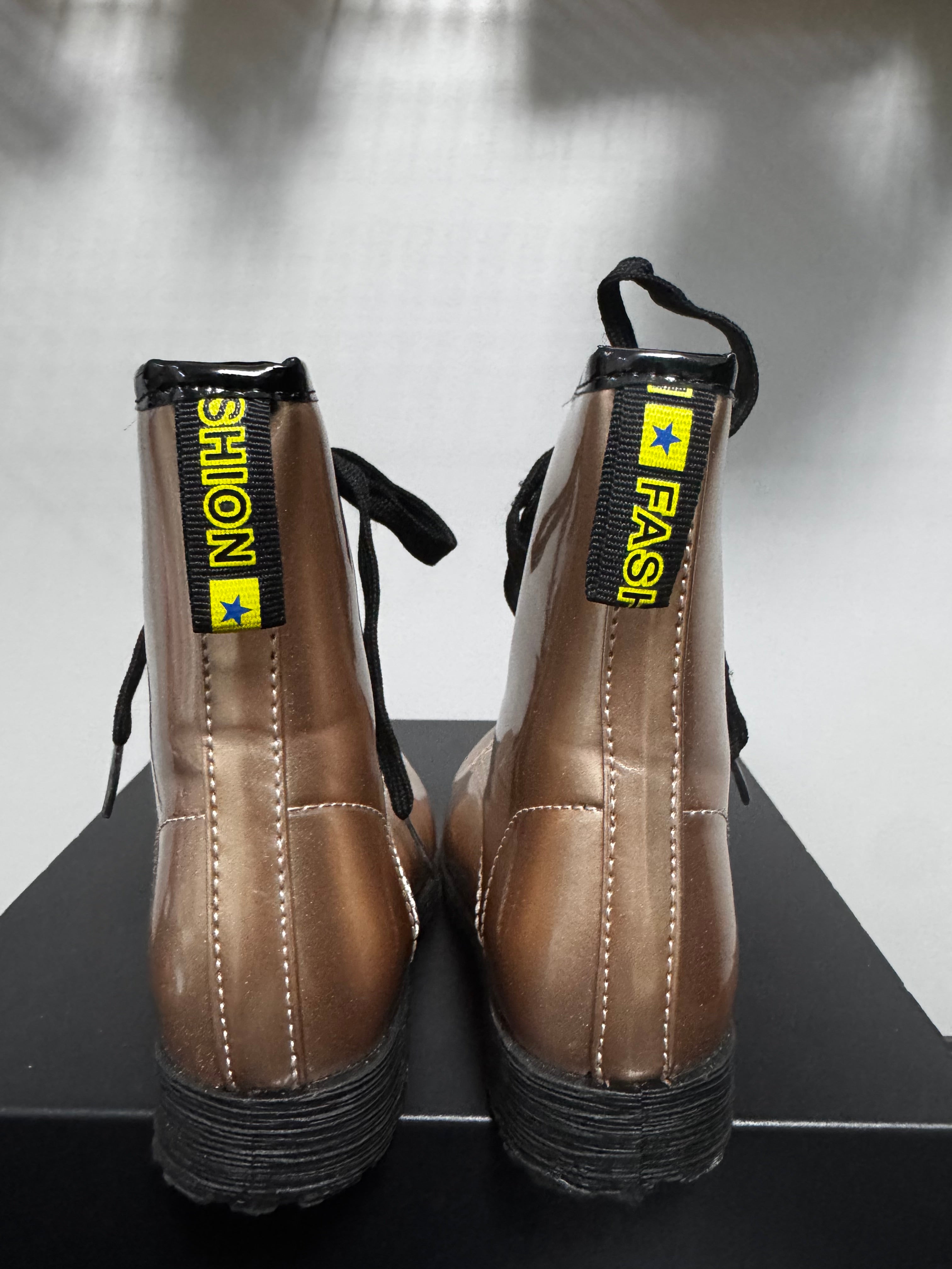 Metallic Bronze Combat Boots | 10