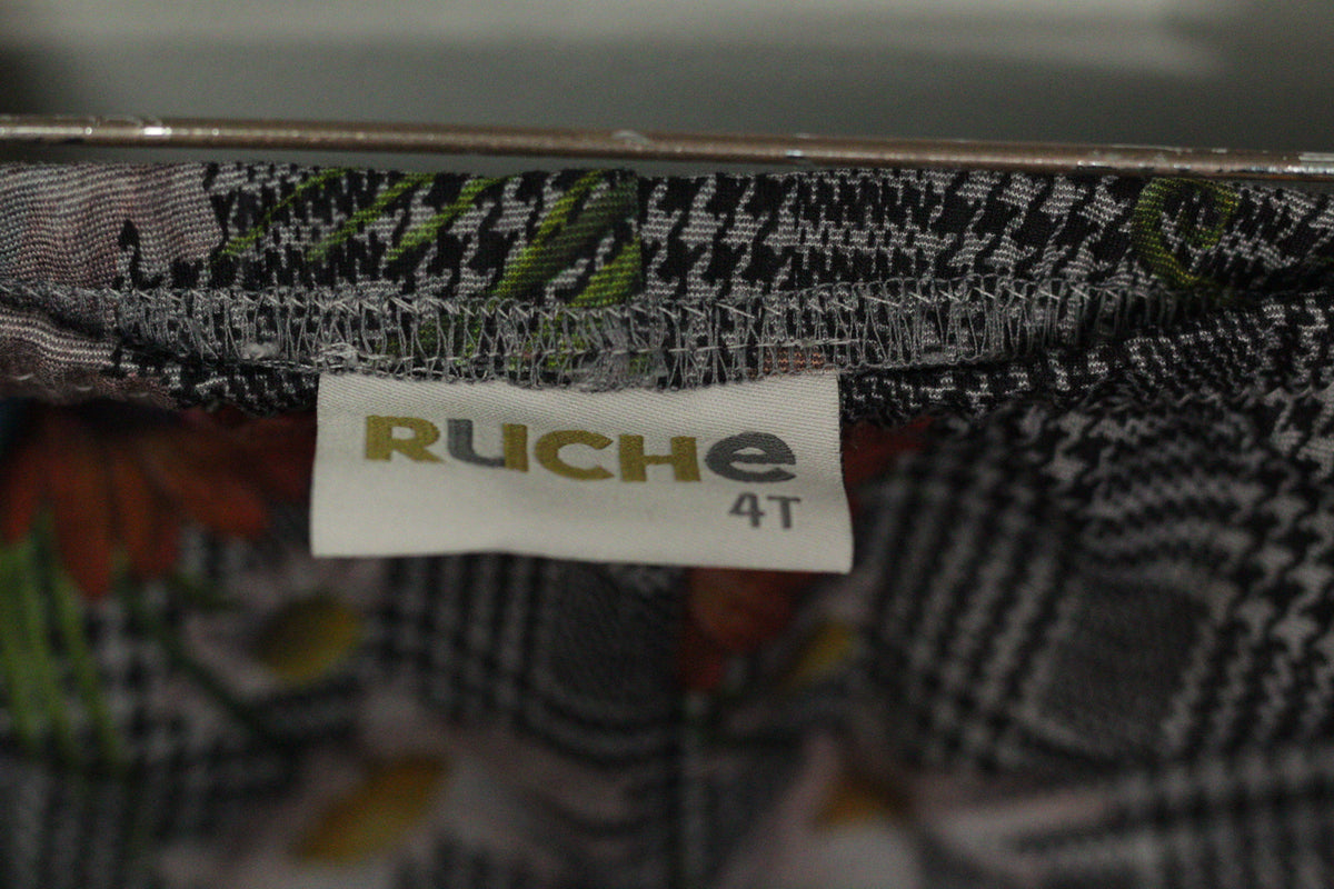 Floral Houndstooth Ruche Bells | 4t