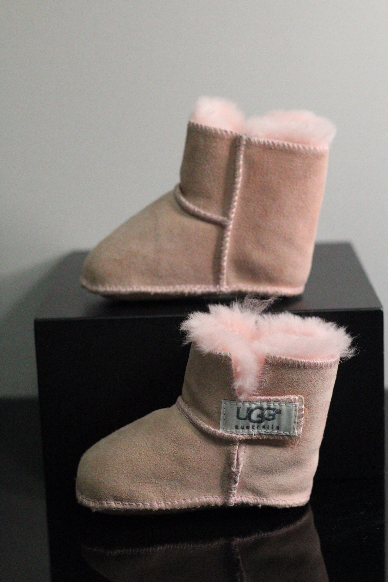 Tiny Baby Pink UGG Australia Sheepskin Booties | S