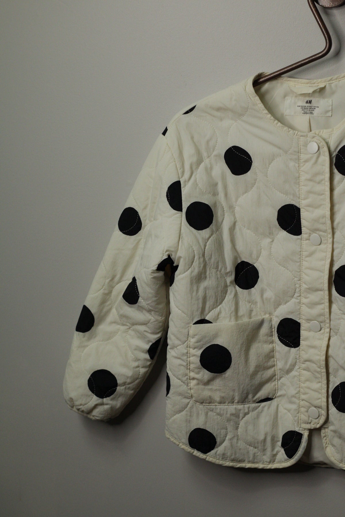 H&M Kids Black & White Polka Dot Quilted Jacket | 6–8Y
