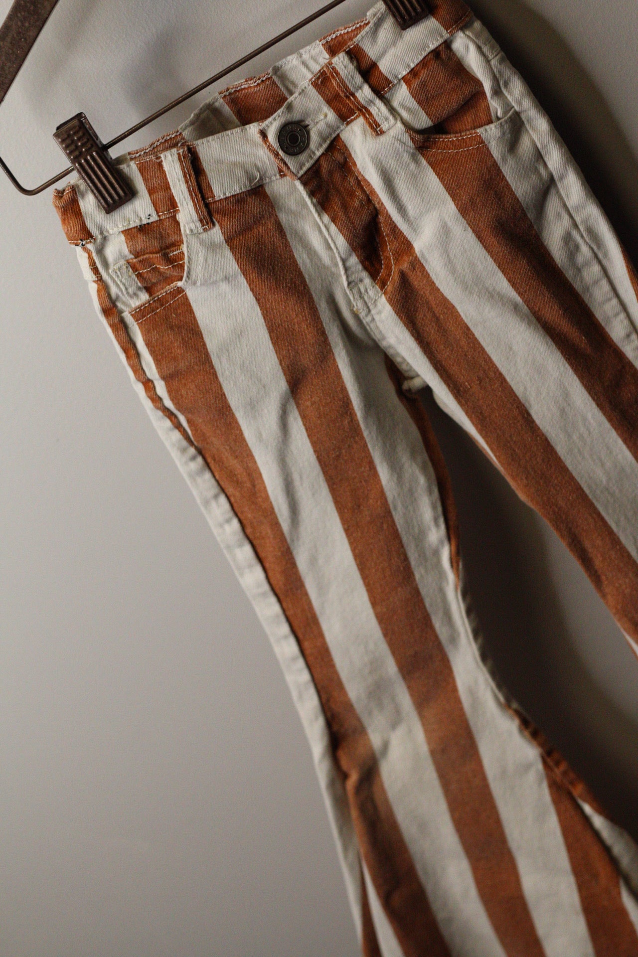 Rust & Cream Stripe Flare Jeans | 4t