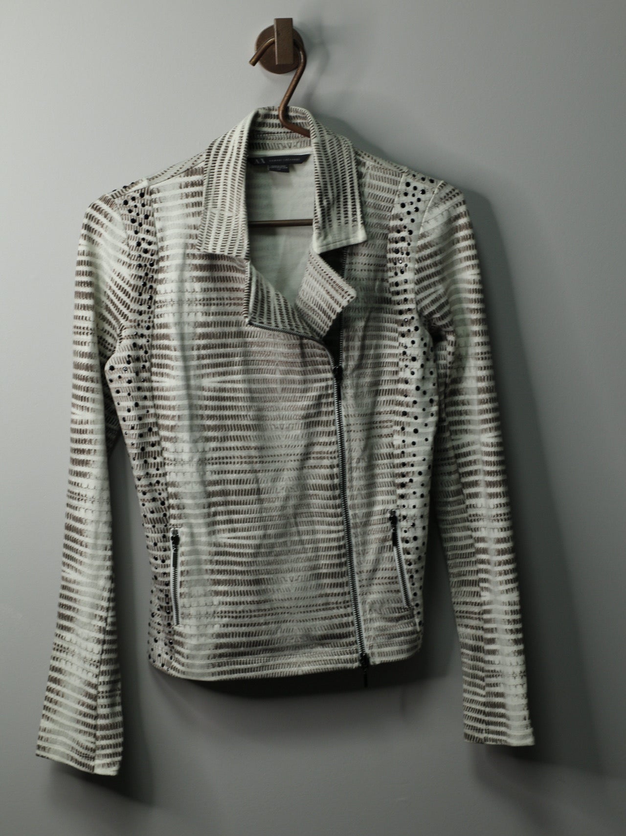 Armani Exchange Studded Moto Knit Jacket | S