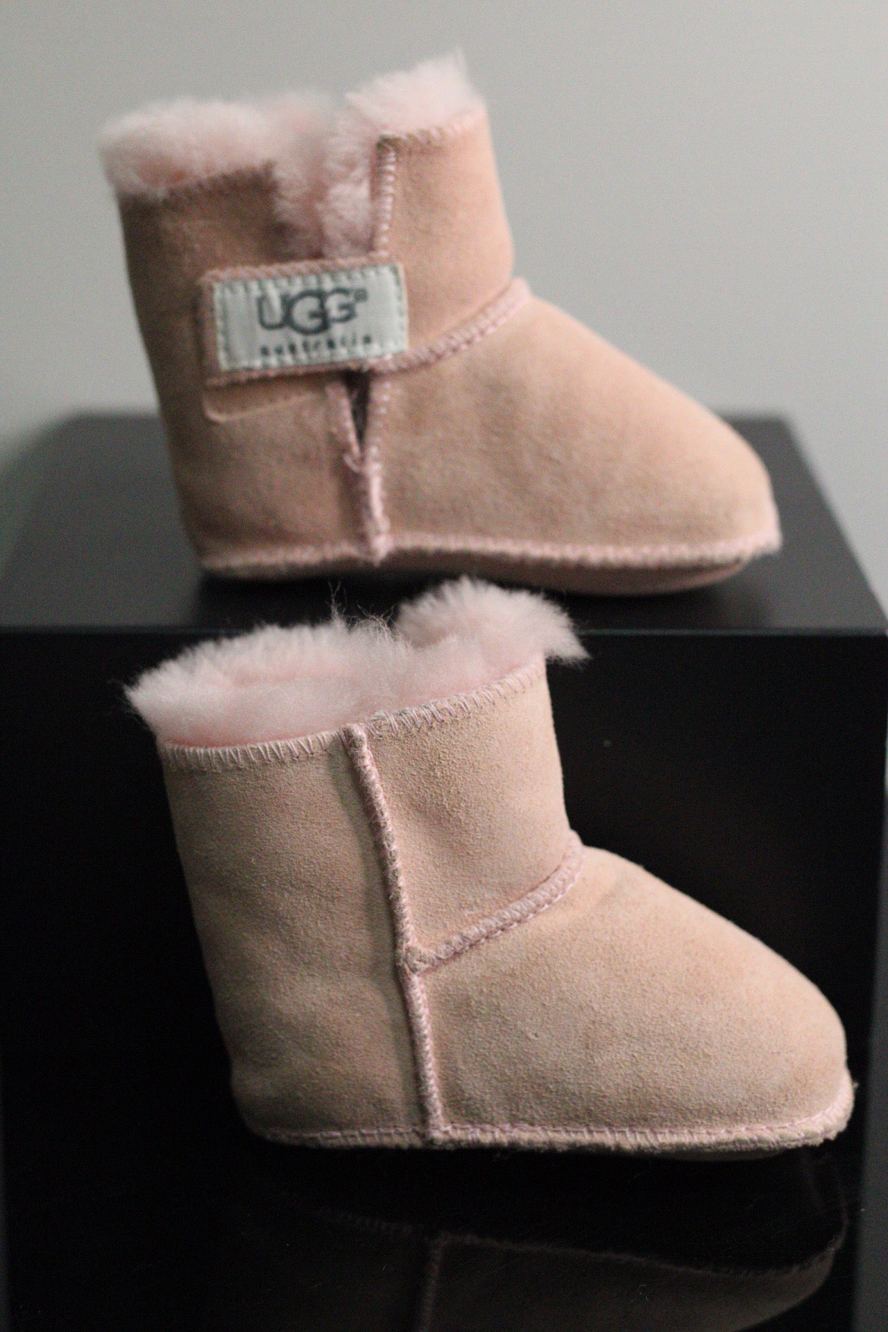 Tiny Baby Pink UGG Australia Sheepskin Booties | S