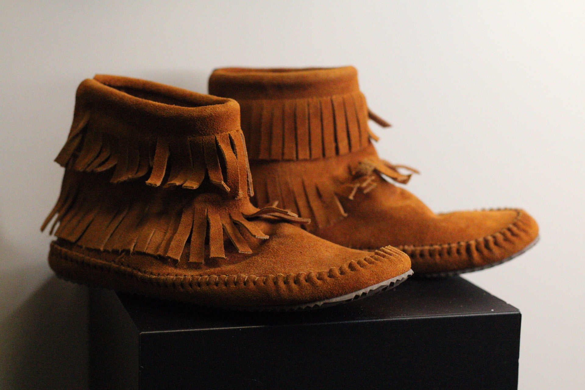 Suede Leather Fringe Moccasin Boots |9