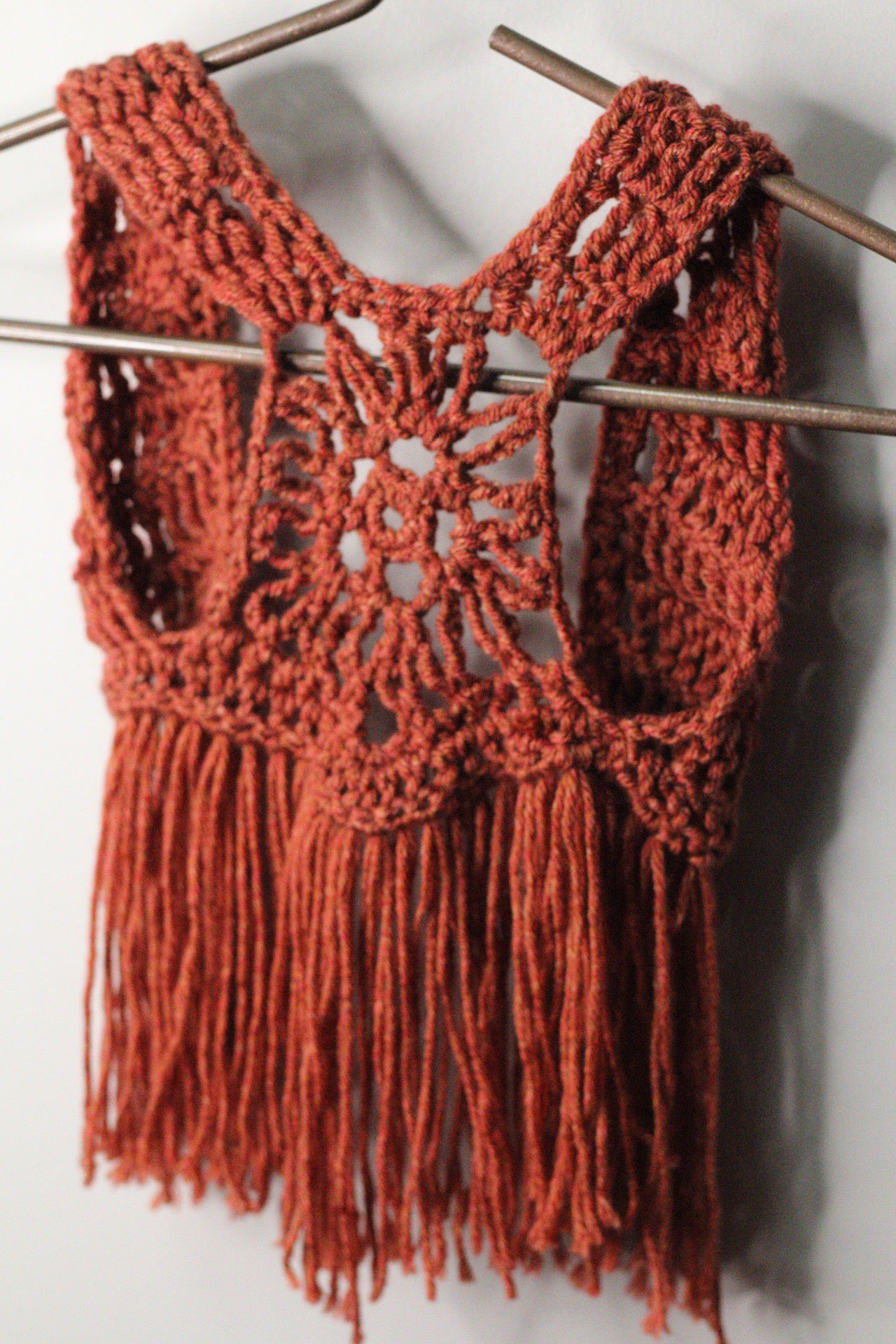 Handmade Fringe Coral Rust Vest Set | 1–2Y & 4–5Y