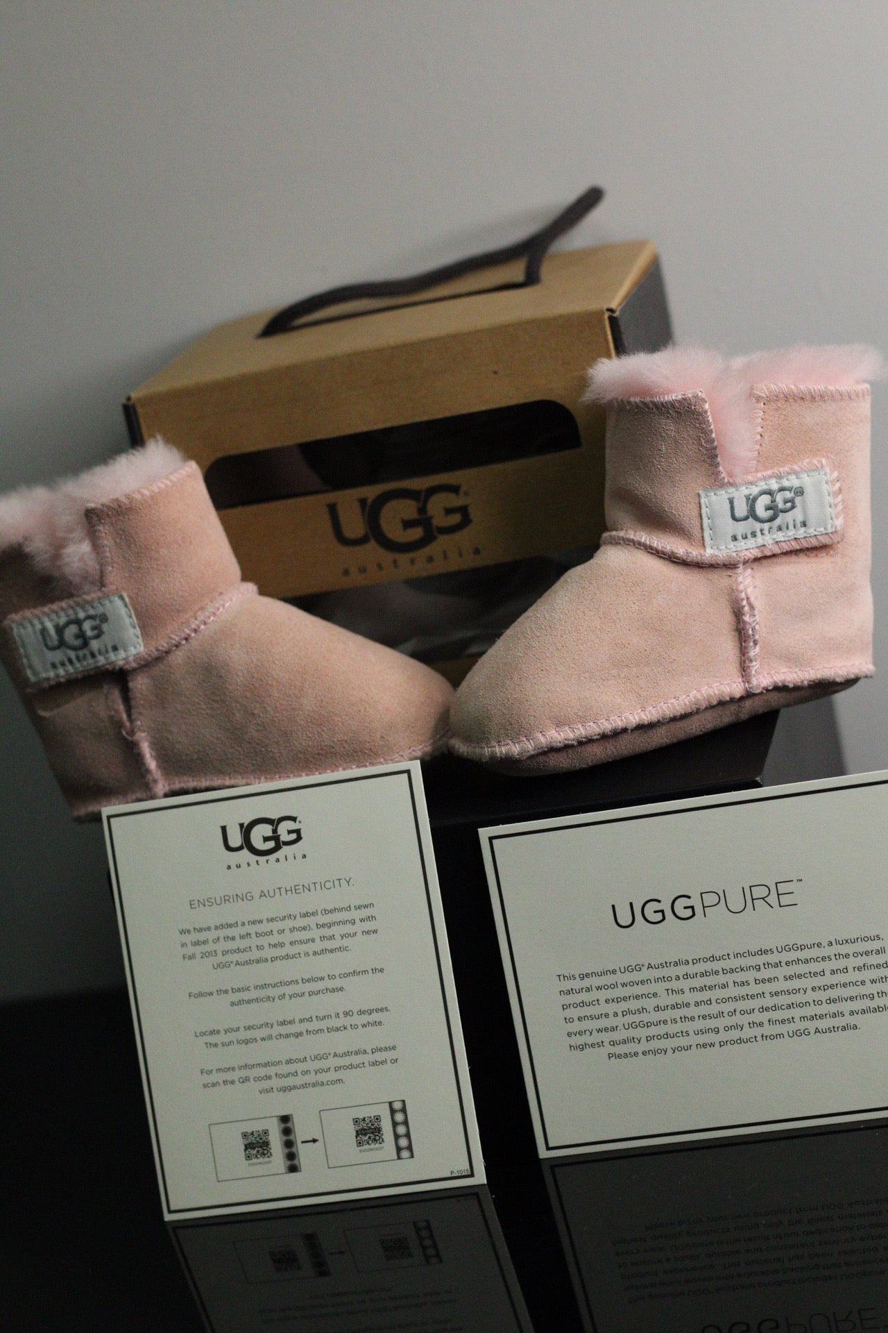 Tiny Baby Pink UGG Australia Sheepskin Booties | S