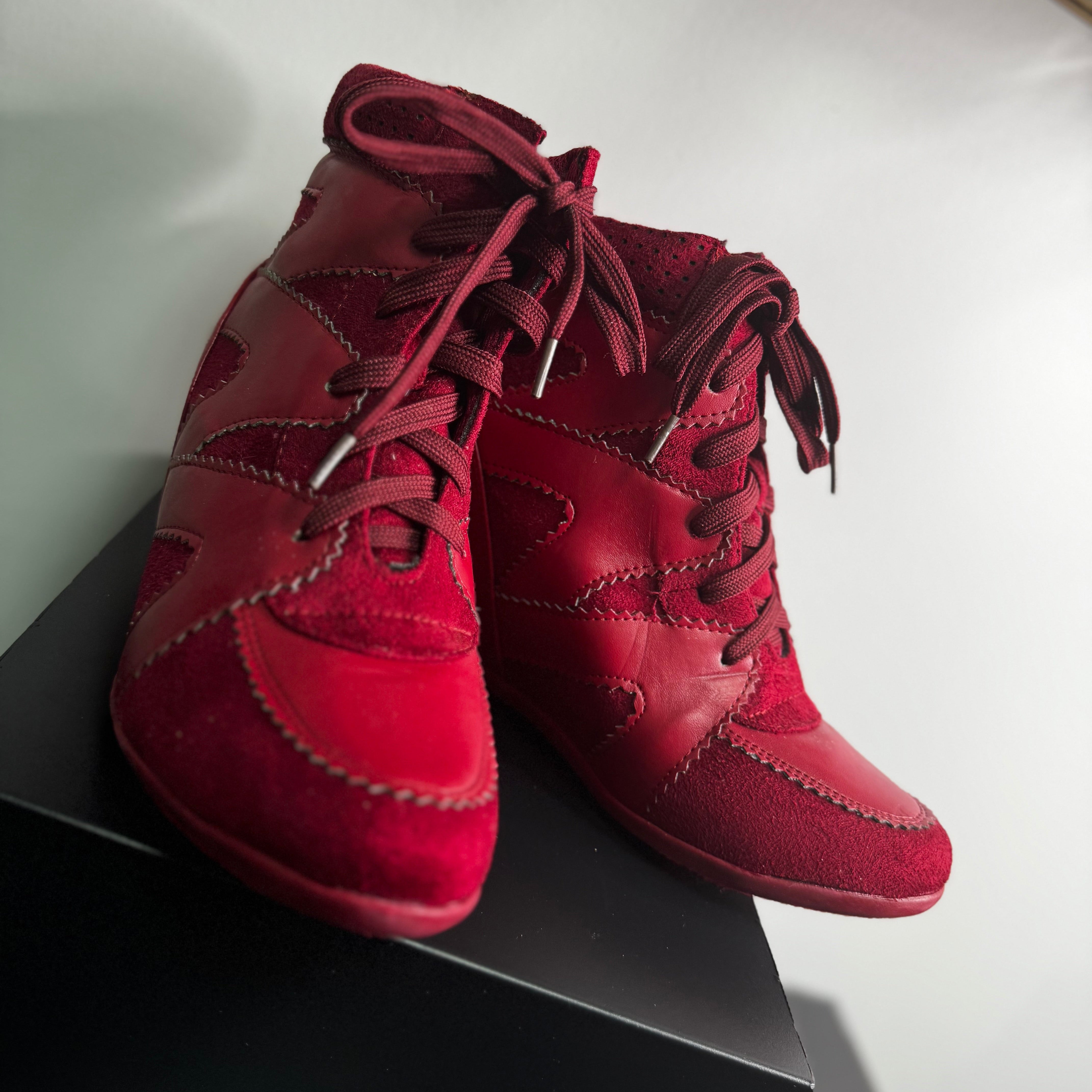 Y2K Red Leather Wedge |8