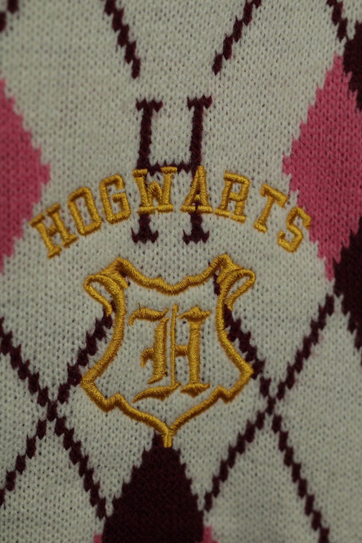 Harry Potter Hogwarts Pink Argyle Cropped Sweater