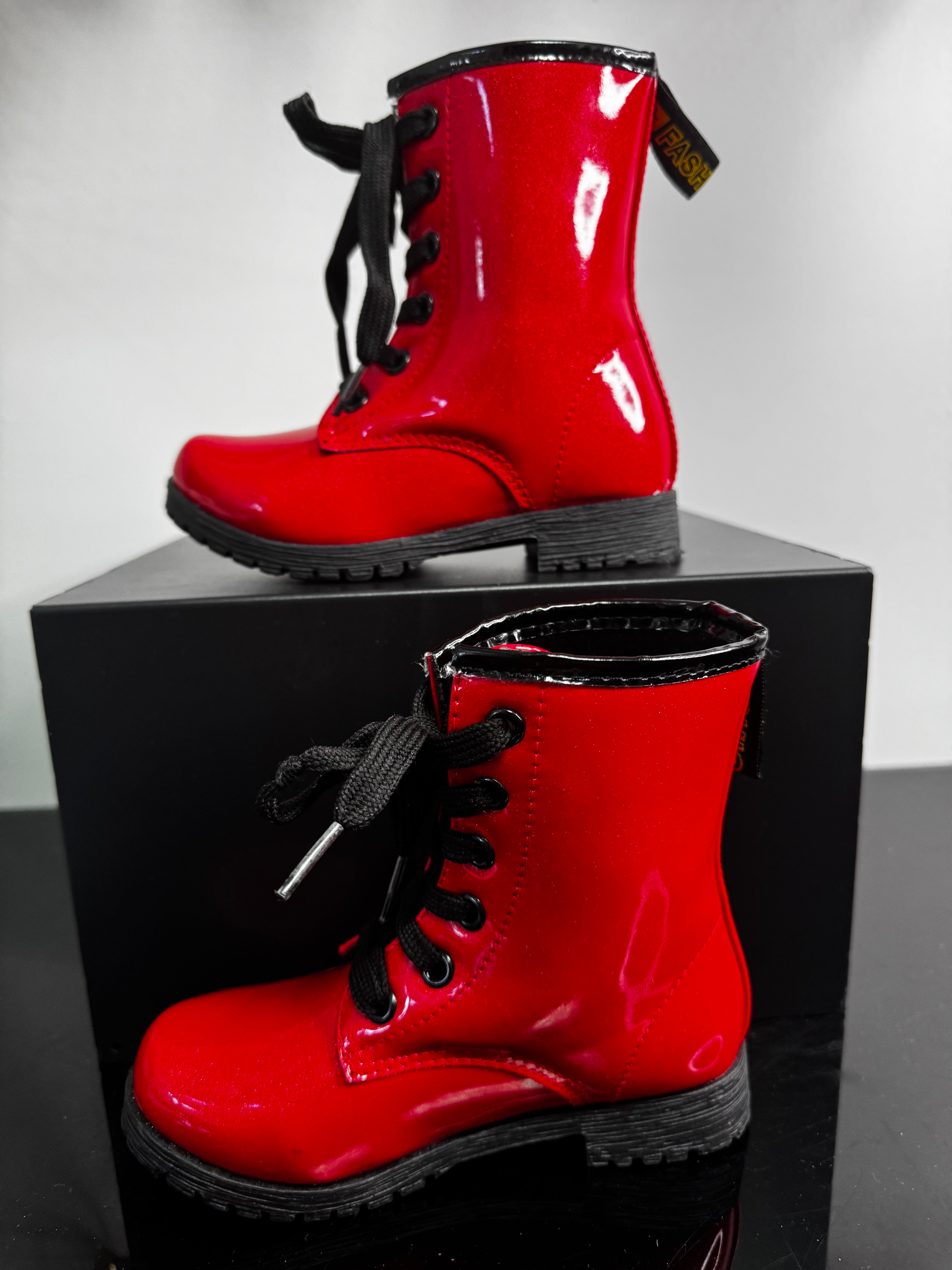 Red Sparkle Combat Boots | 10