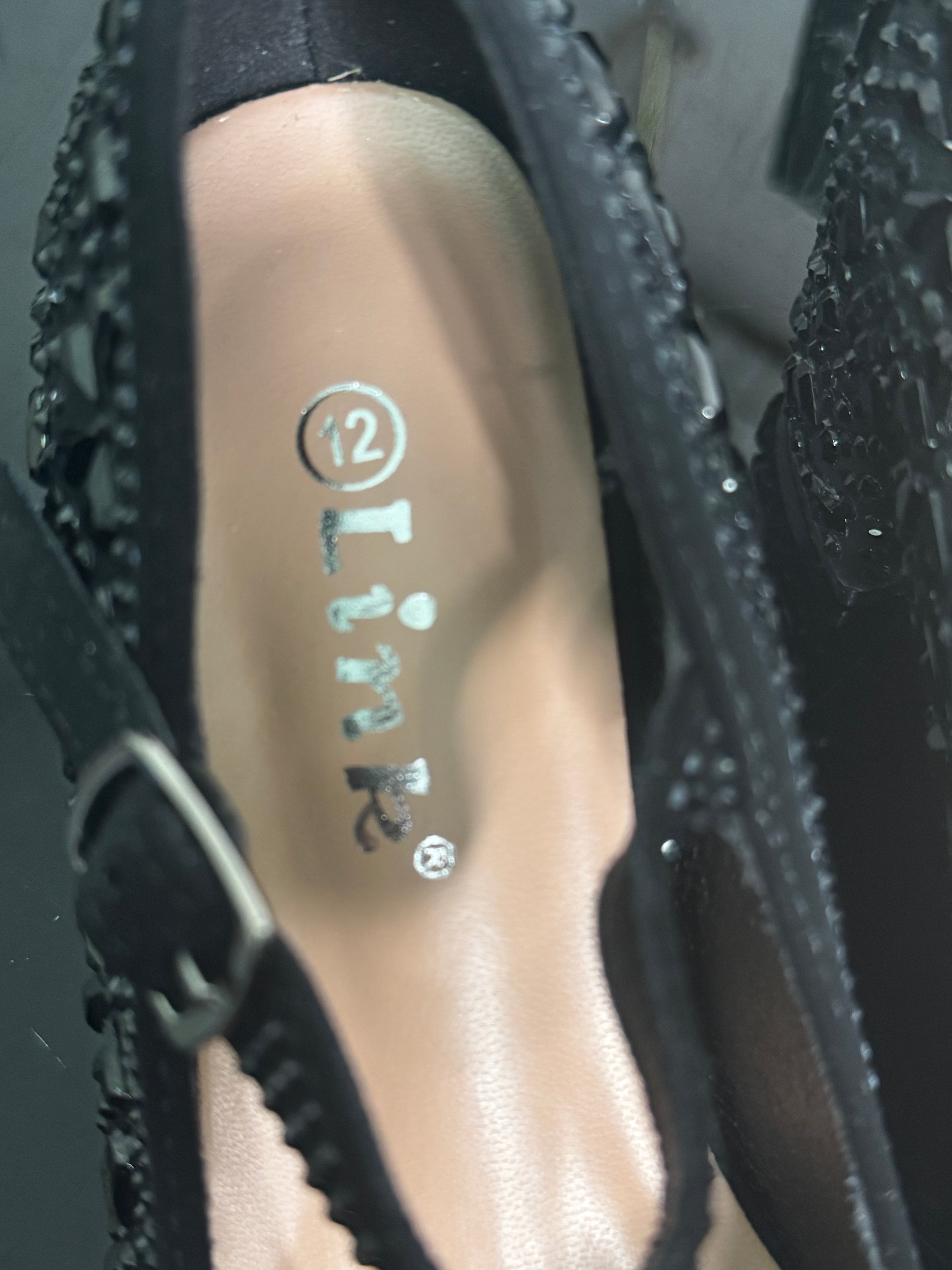 Black Rhinestone Mary Jane Heels | Size 12