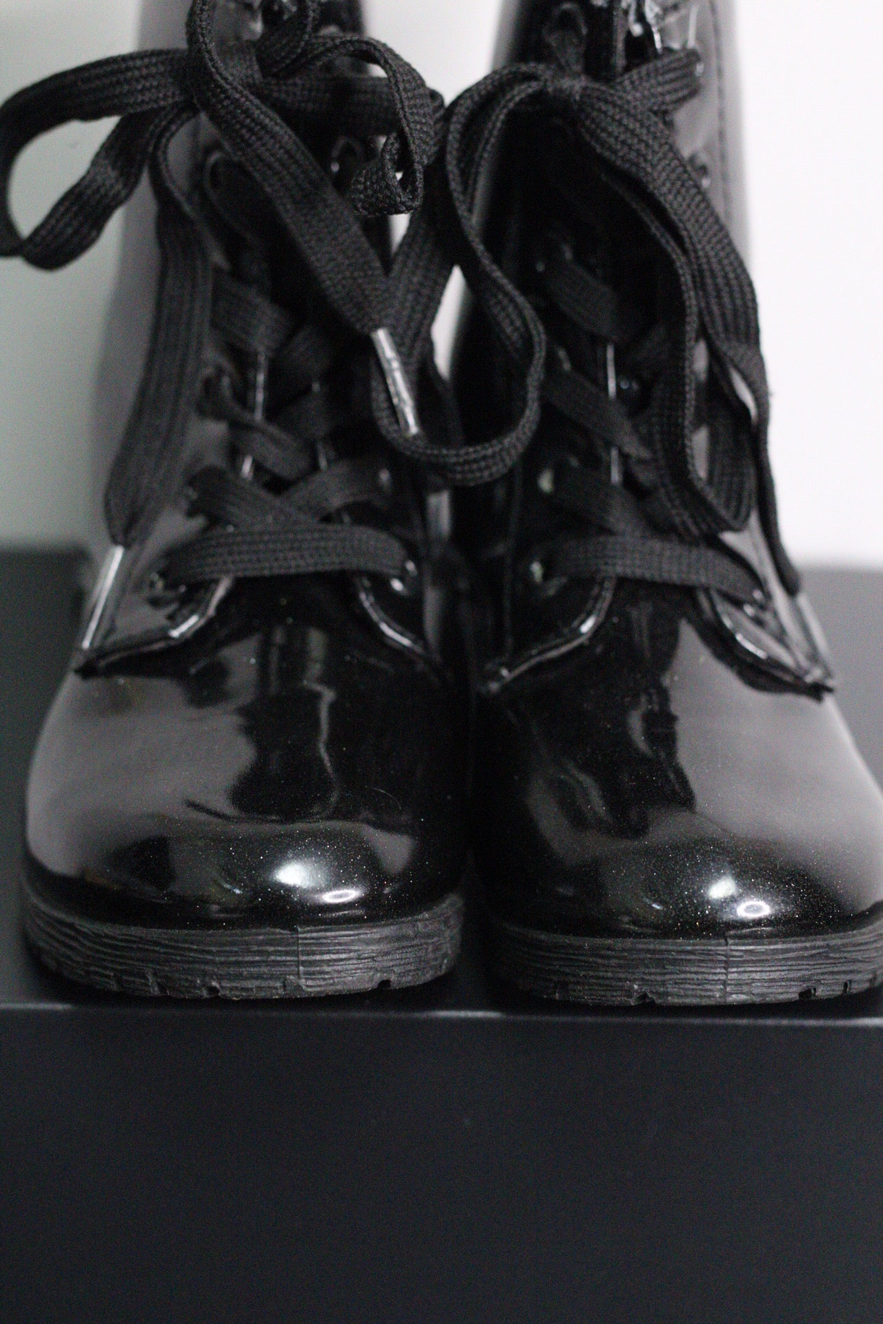Black Sparkle Combat Boots | 10