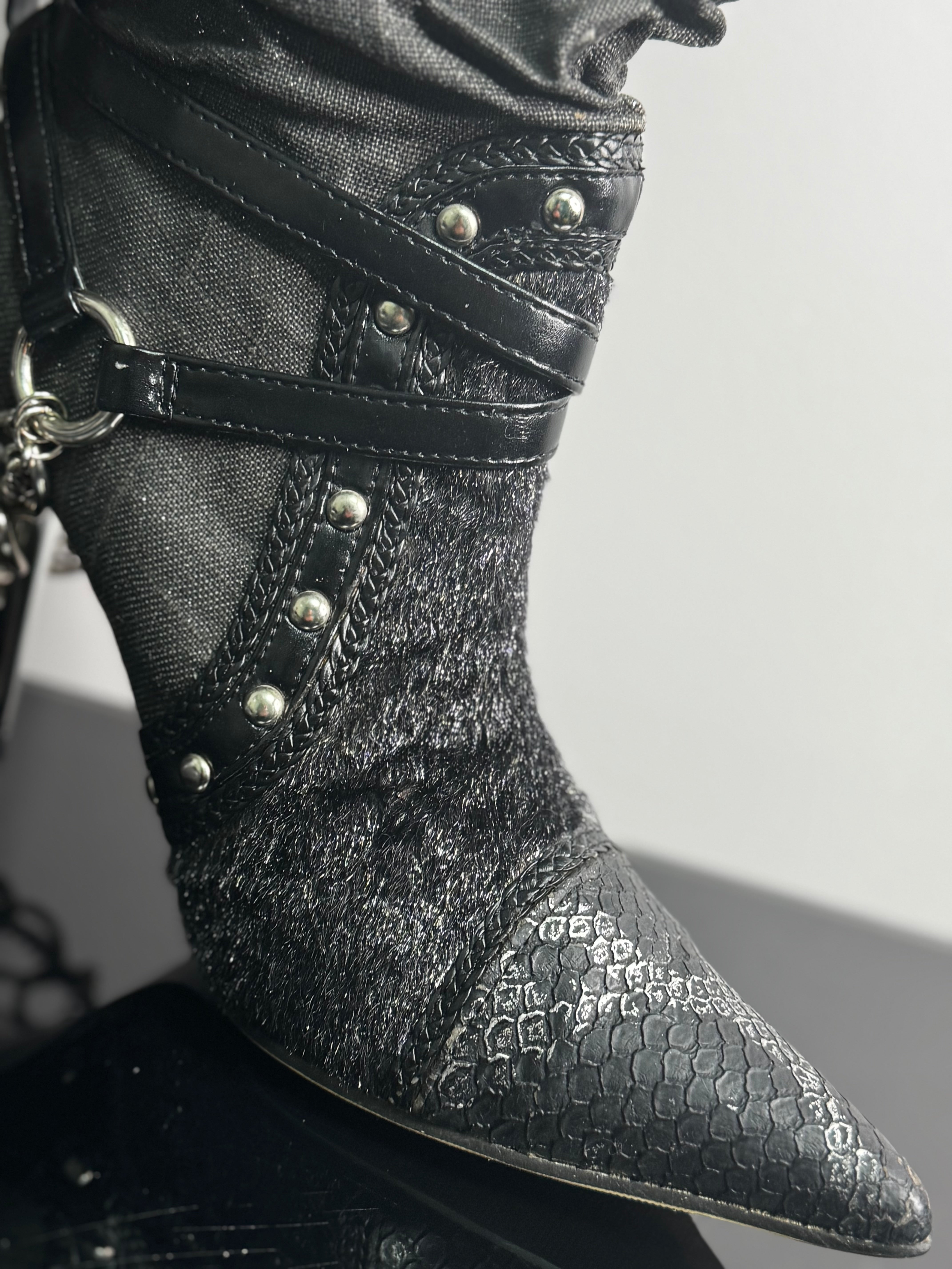 Studded Chain Knee High Boots | 7.5