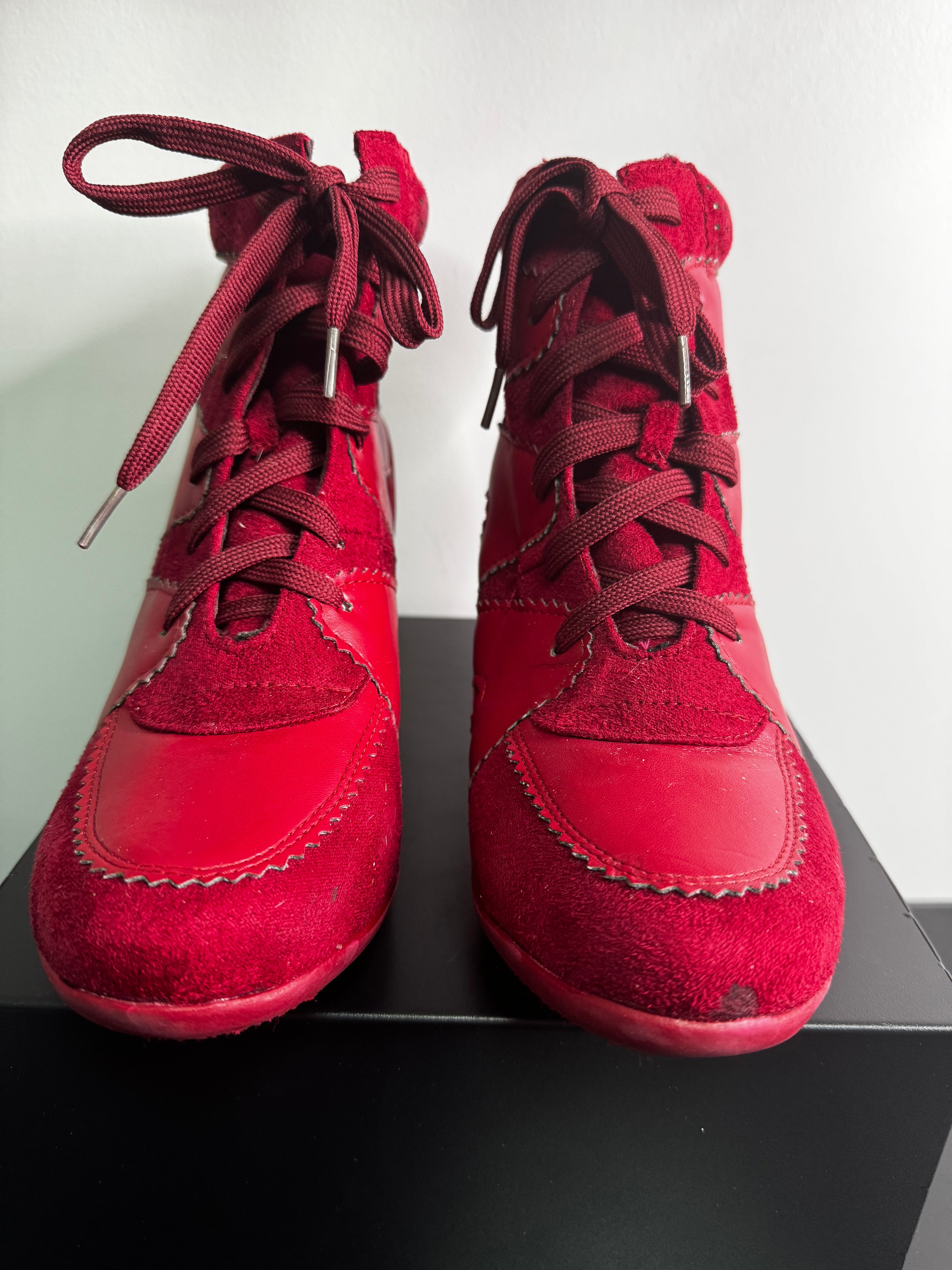 Y2K Red Leather Wedge |8