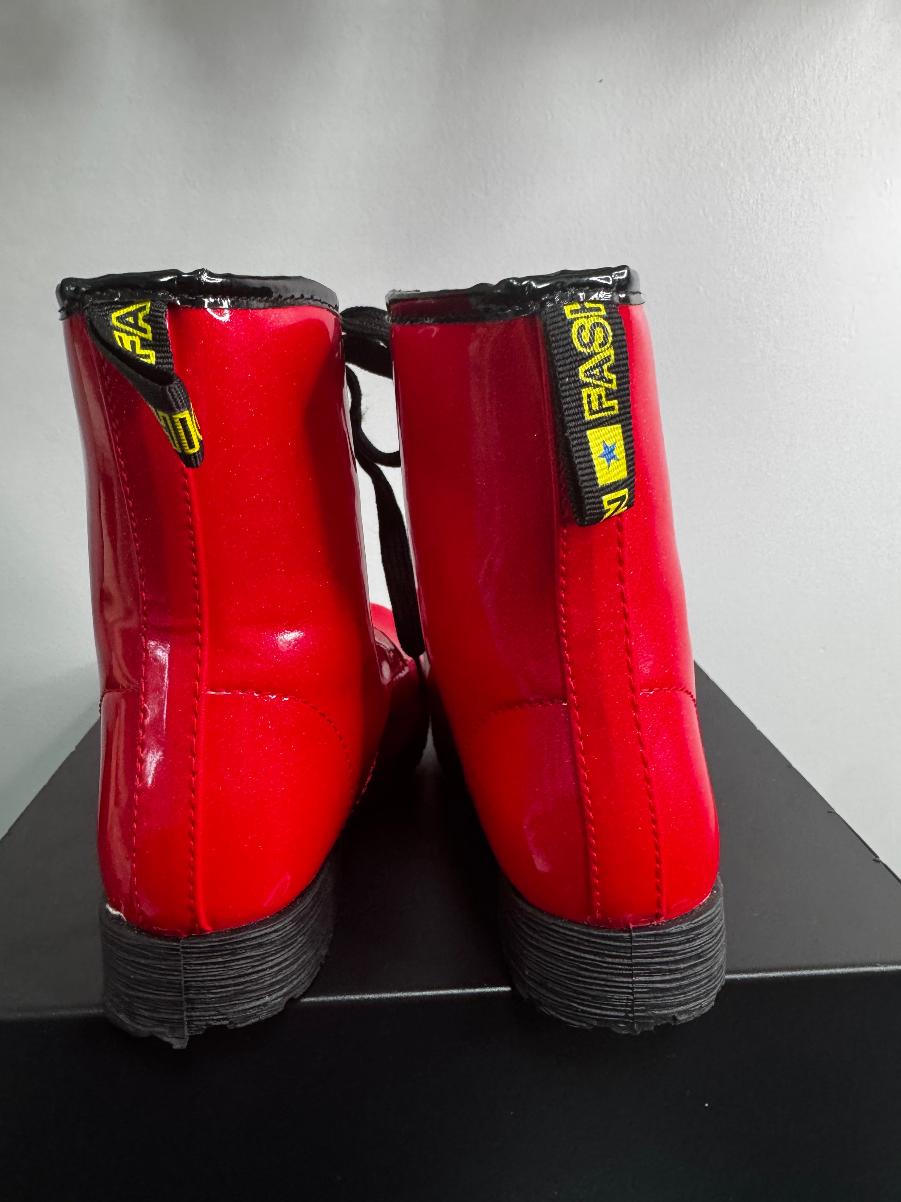 Red Sparkle Combat Boots | 10