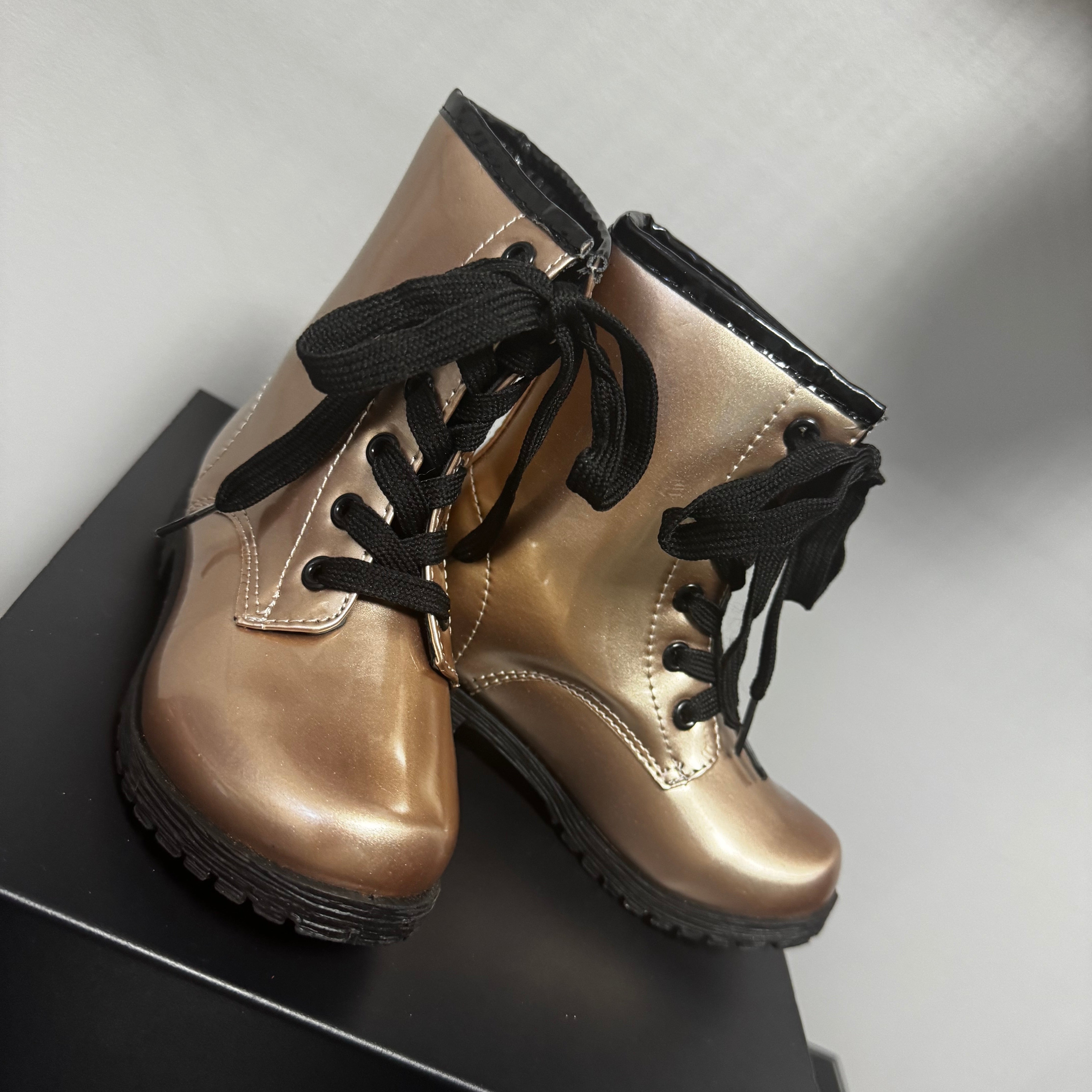 Metallic Bronze Combat Boots | 10
