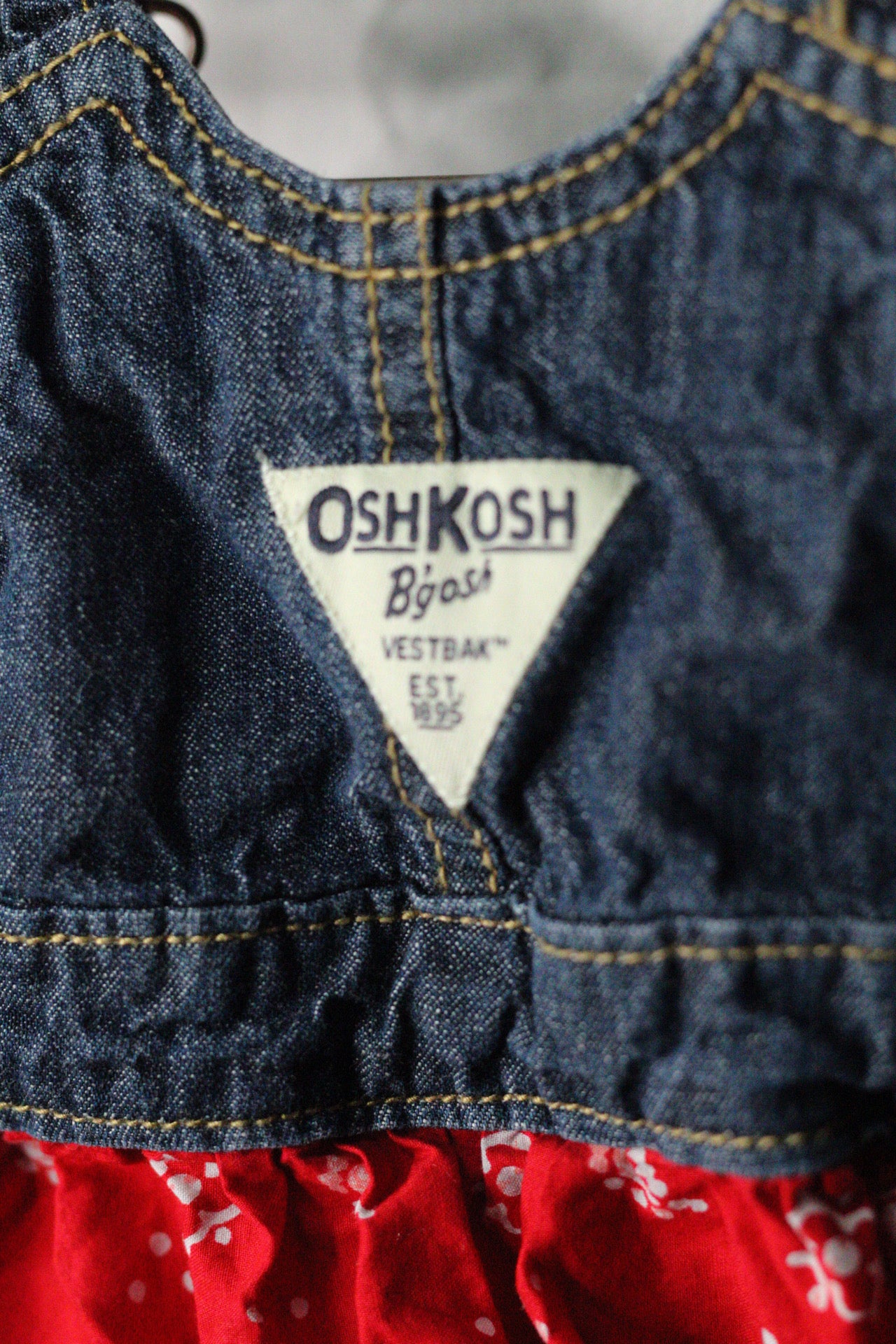 OshKosh B’gosh Bandana Denim Overall Dress | 9m