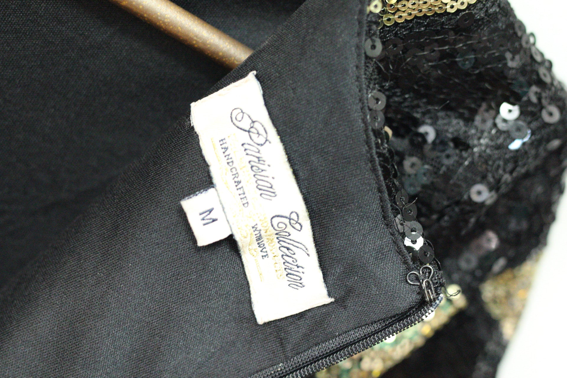 Black & Gold Harlequin Sequin Dress | M