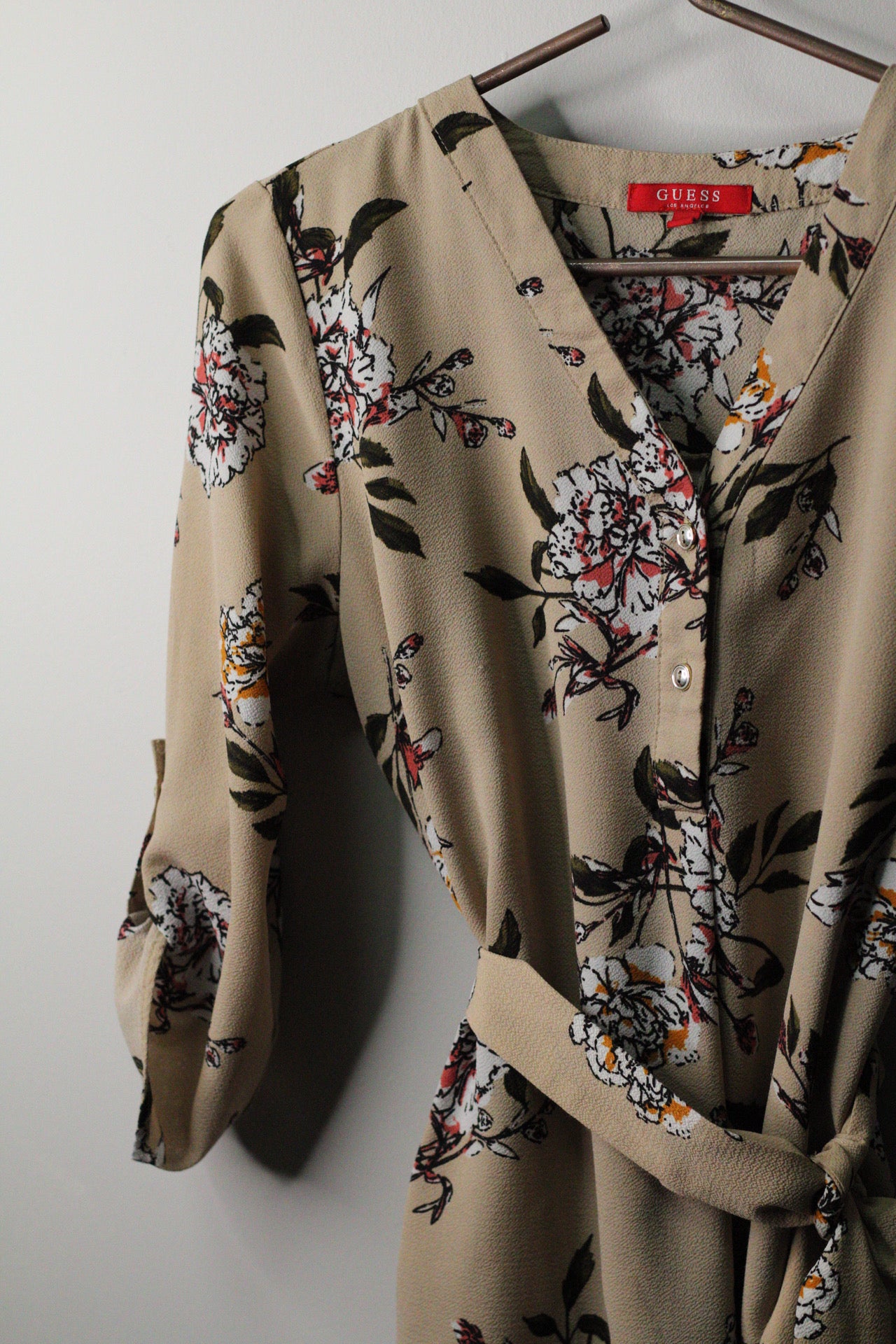 Floral Tunic Belted Blouse | Guess | M