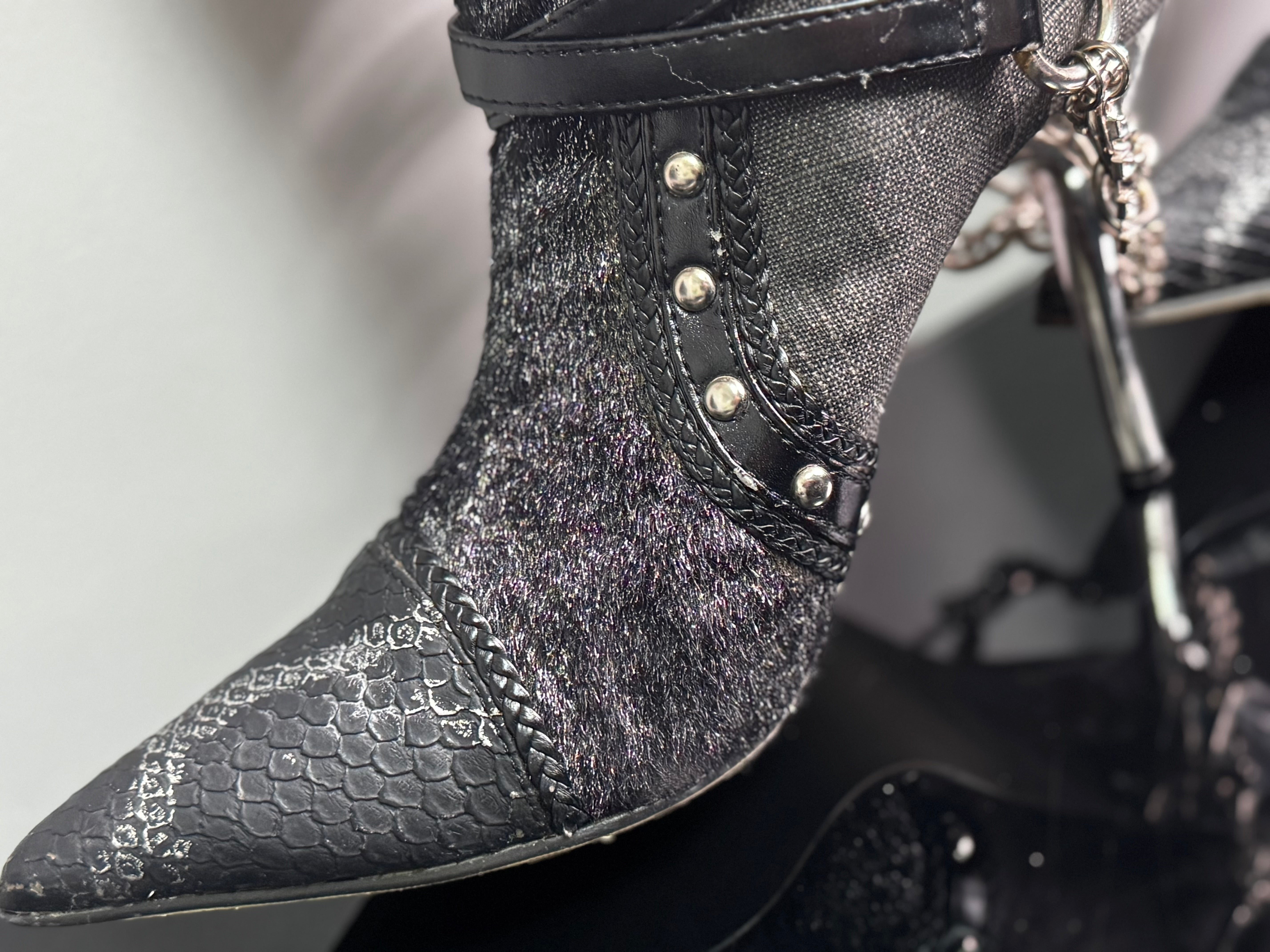 Studded Chain Knee High Boots | 7.5