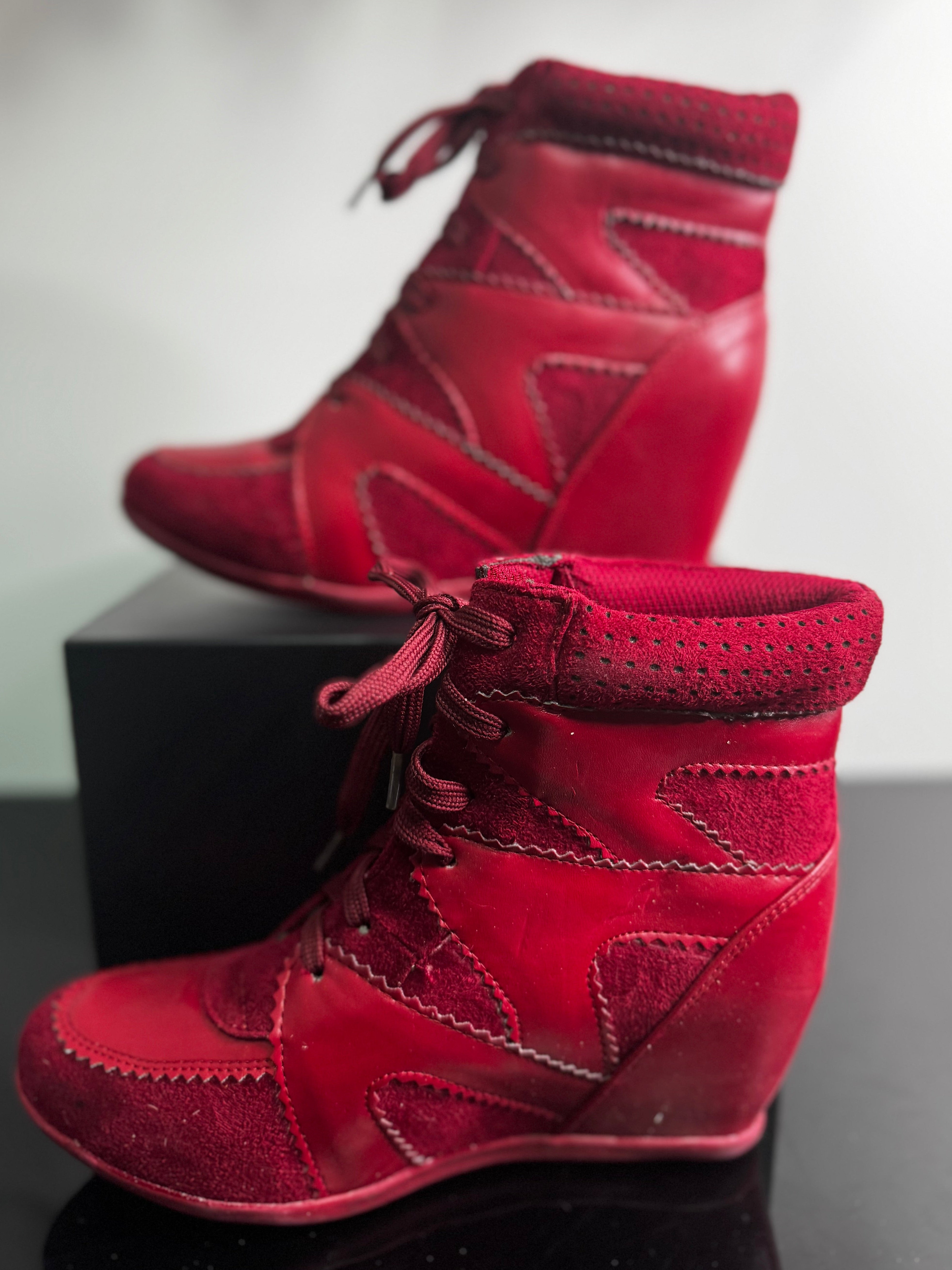 Y2K Red Leather Wedge |8