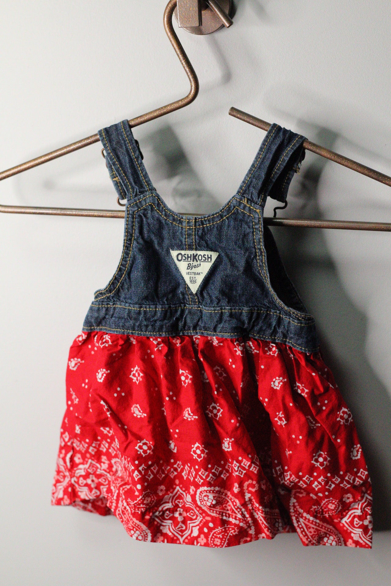 OshKosh B’gosh Bandana Denim Overall Dress | 9m