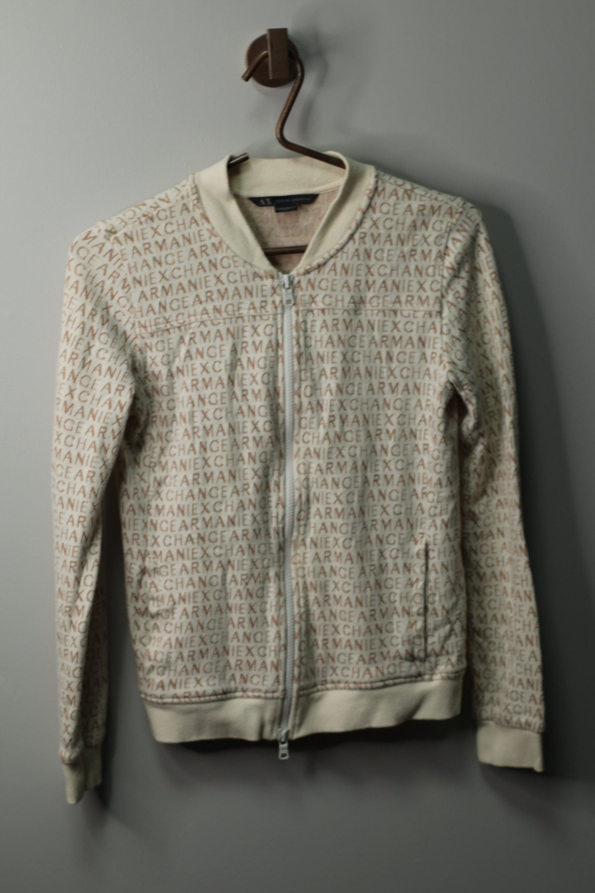 Armani Exchange Metallic Logo Zip-Up Sweater | M