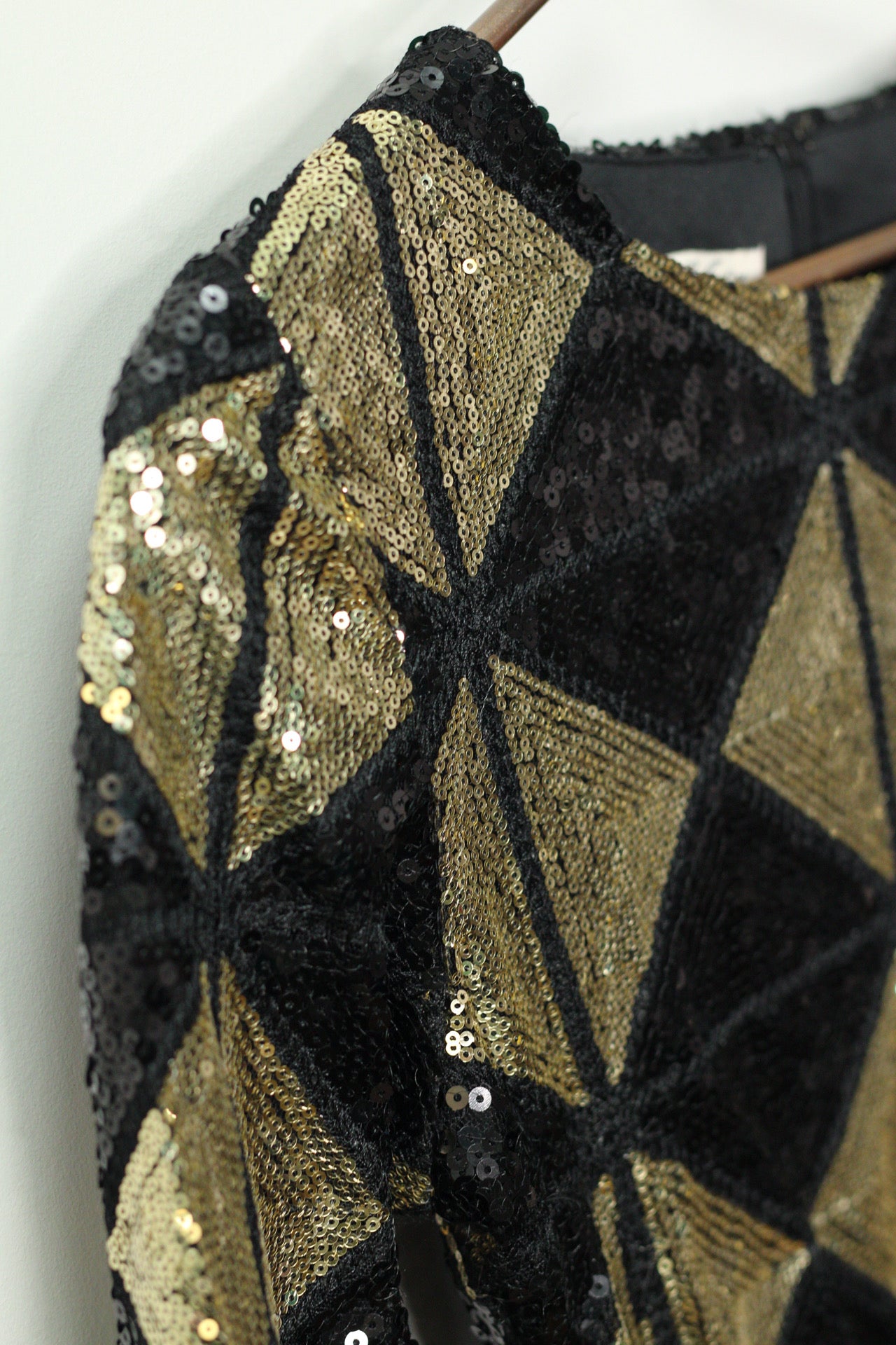 Black & Gold Harlequin Sequin Dress | M