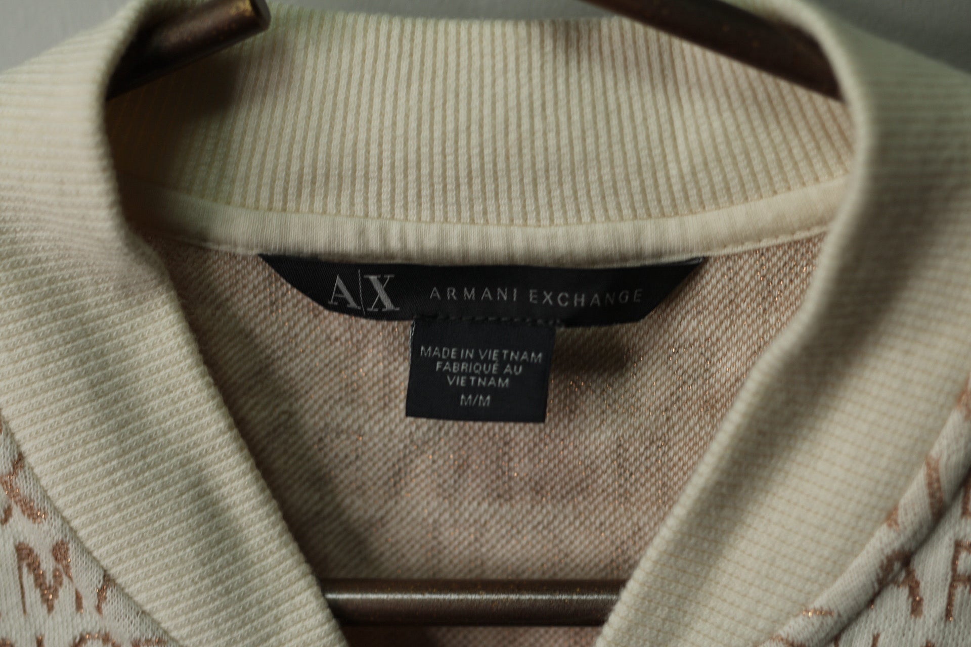 Armani Exchange Metallic Logo Zip-Up Sweater | M