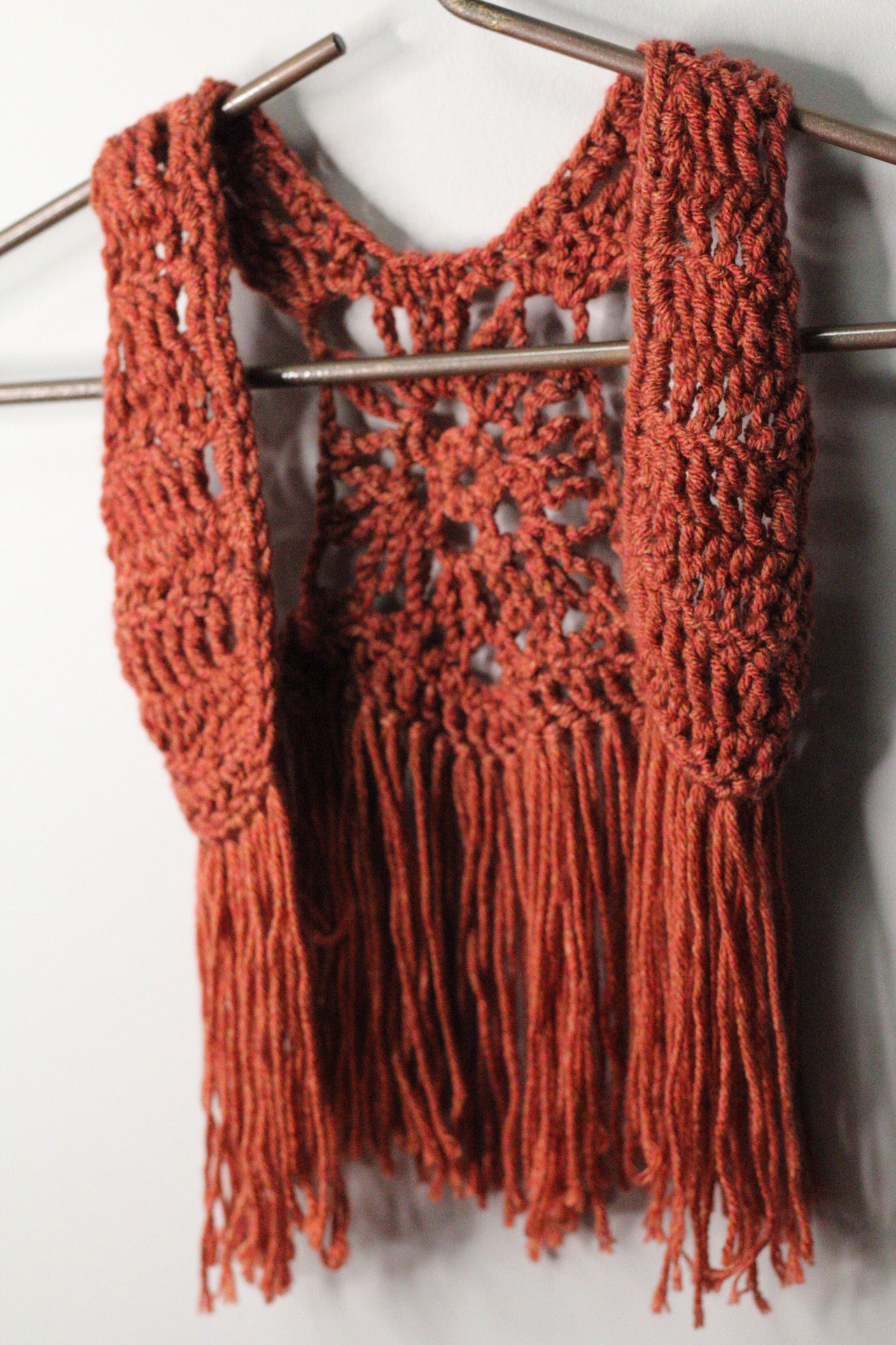 Handmade Fringe Coral Rust Vest Set | 1–2Y & 4–5Y