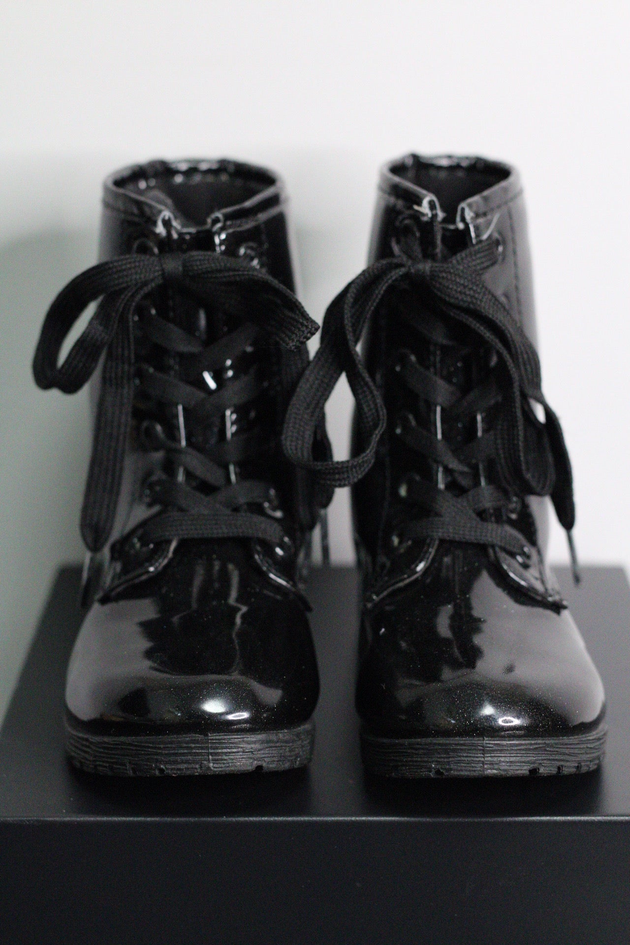 Black Sparkle Combat Boots | 10