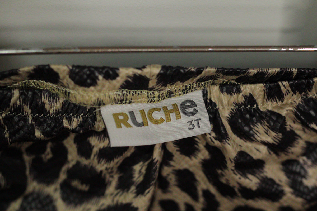 Cheetah Faux Leather Ruche Bell Bottoms | 3T